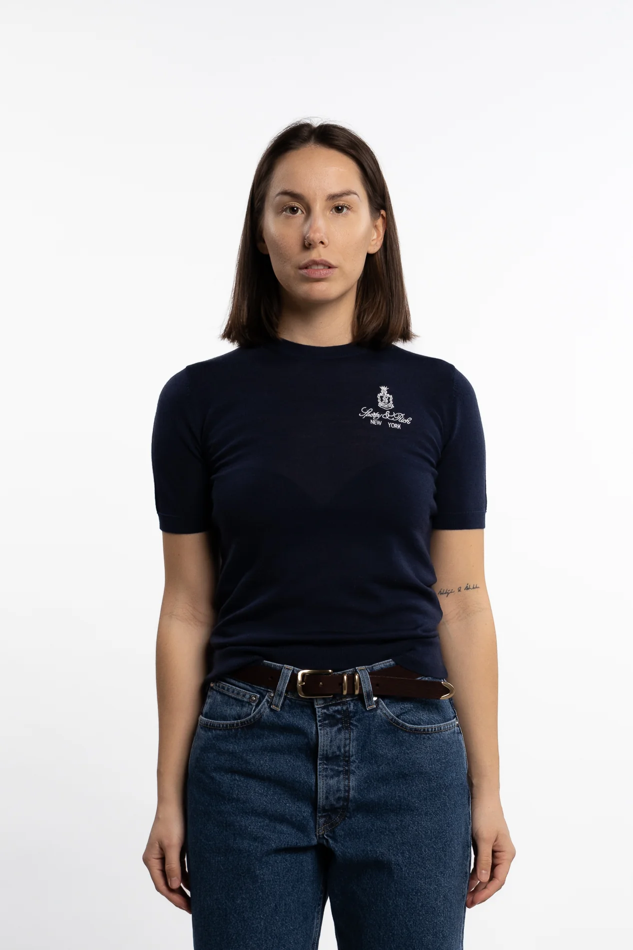 Vendome SS Merino Sweater- Navy - Image 2