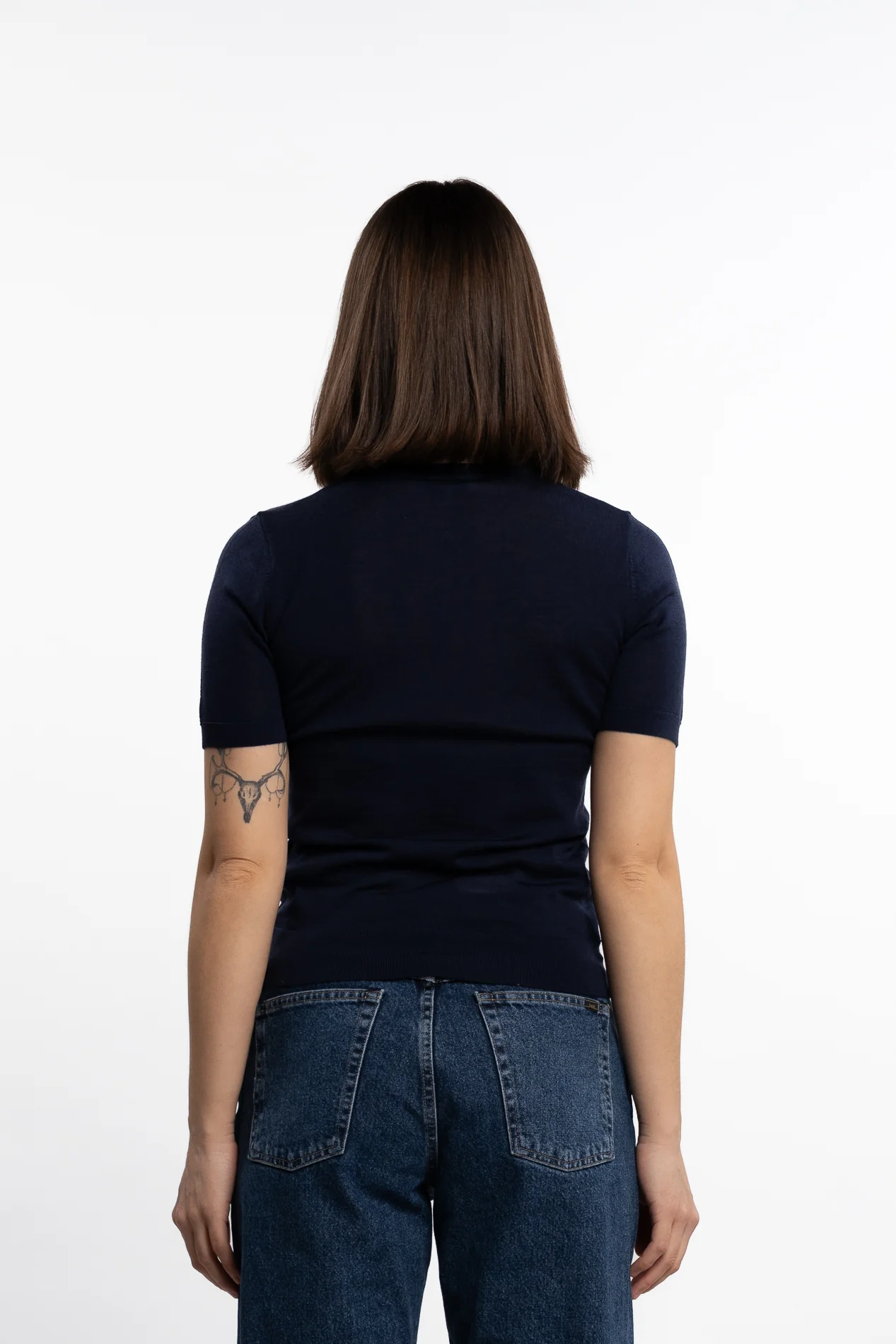 Vendome SS Merino Sweater- Navy - Image 4