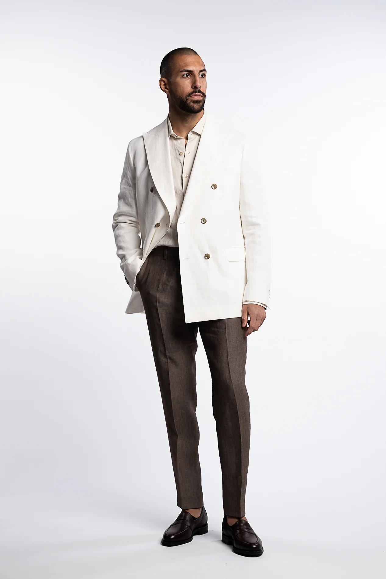 Farris Regular Fit Double Breasted Linen Blazer - Image 4