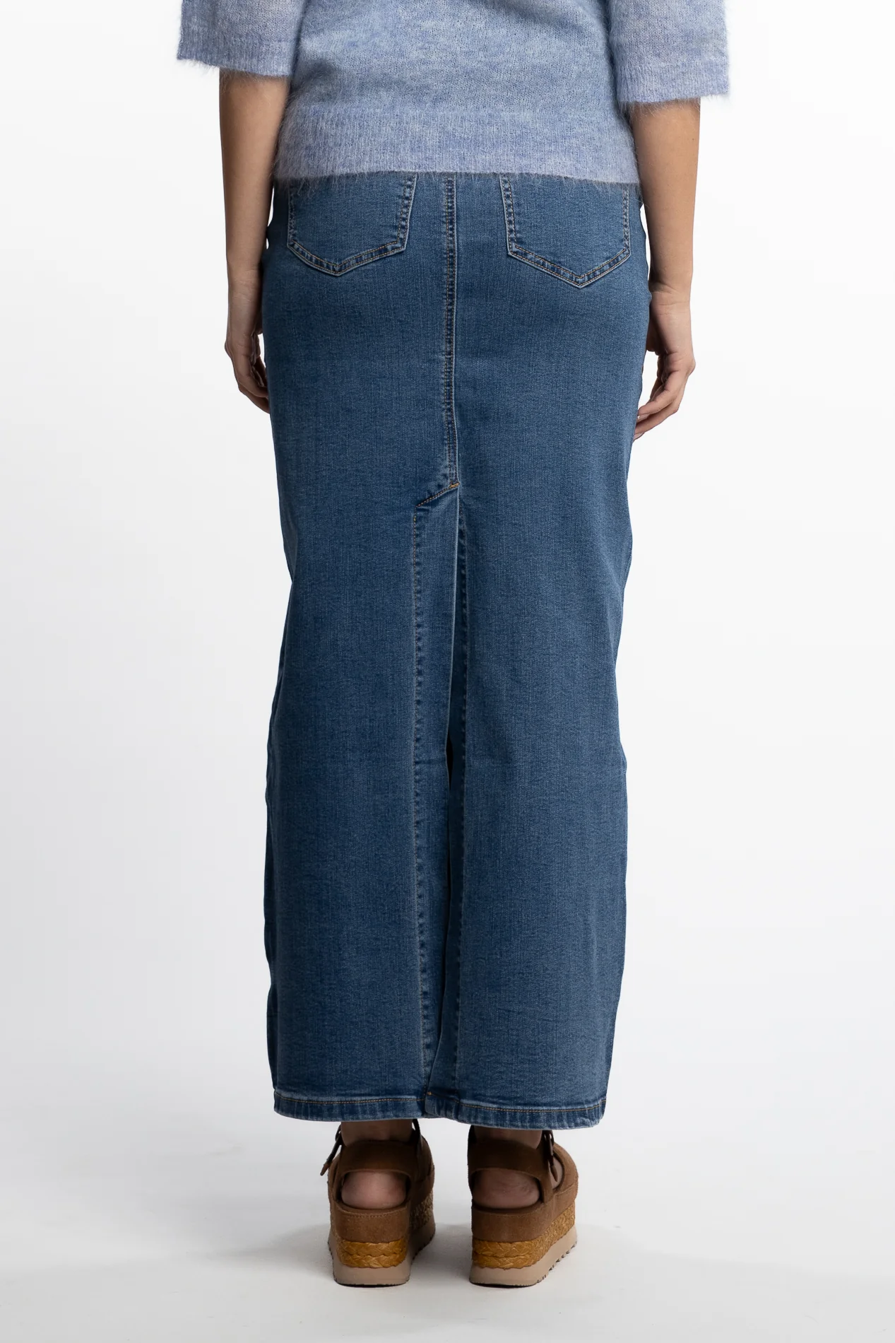 Kris Blue Denim Skirt- Washed Denim - Image 4