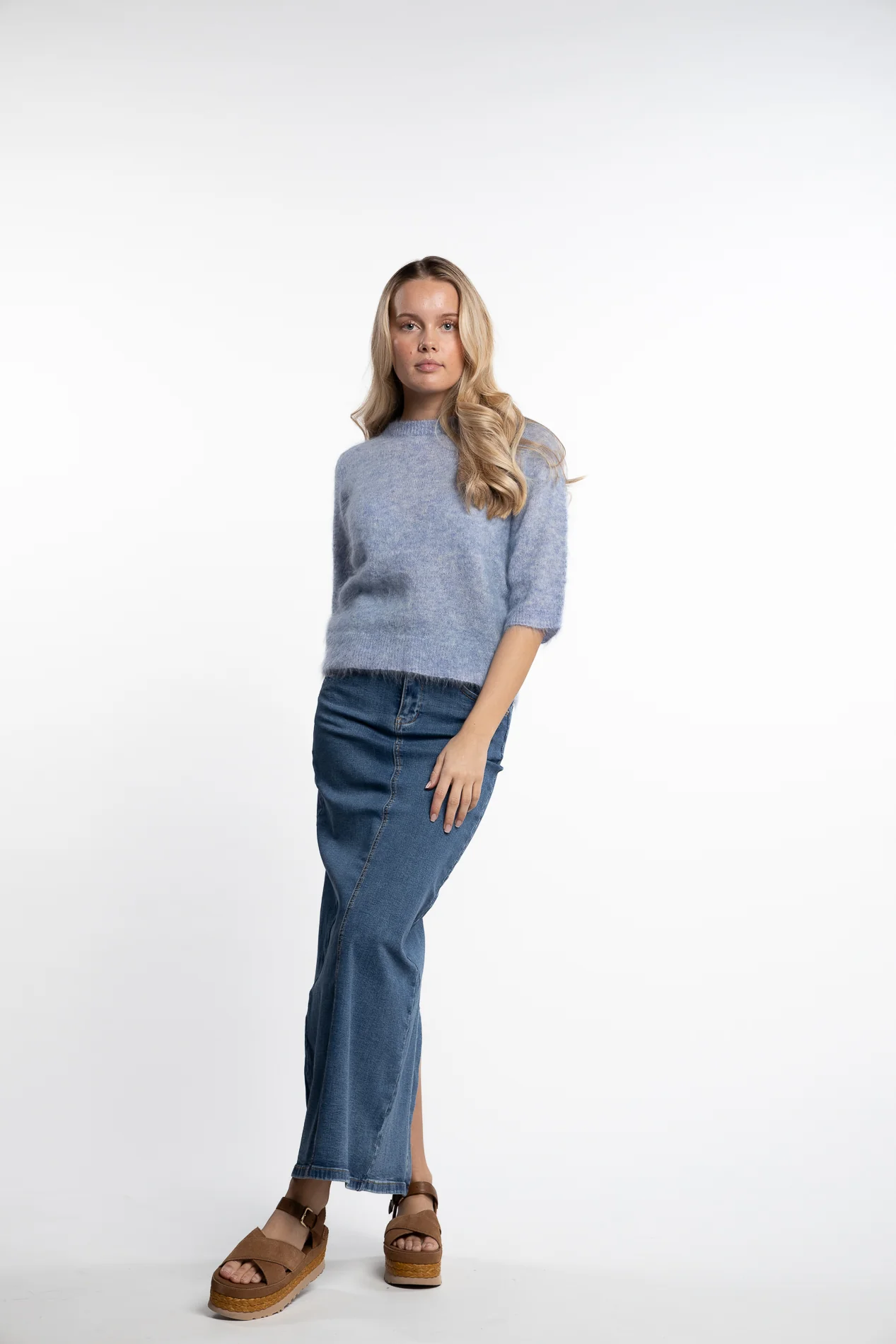 Kris Blue Denim Skirt- Washed Denim - Image 5