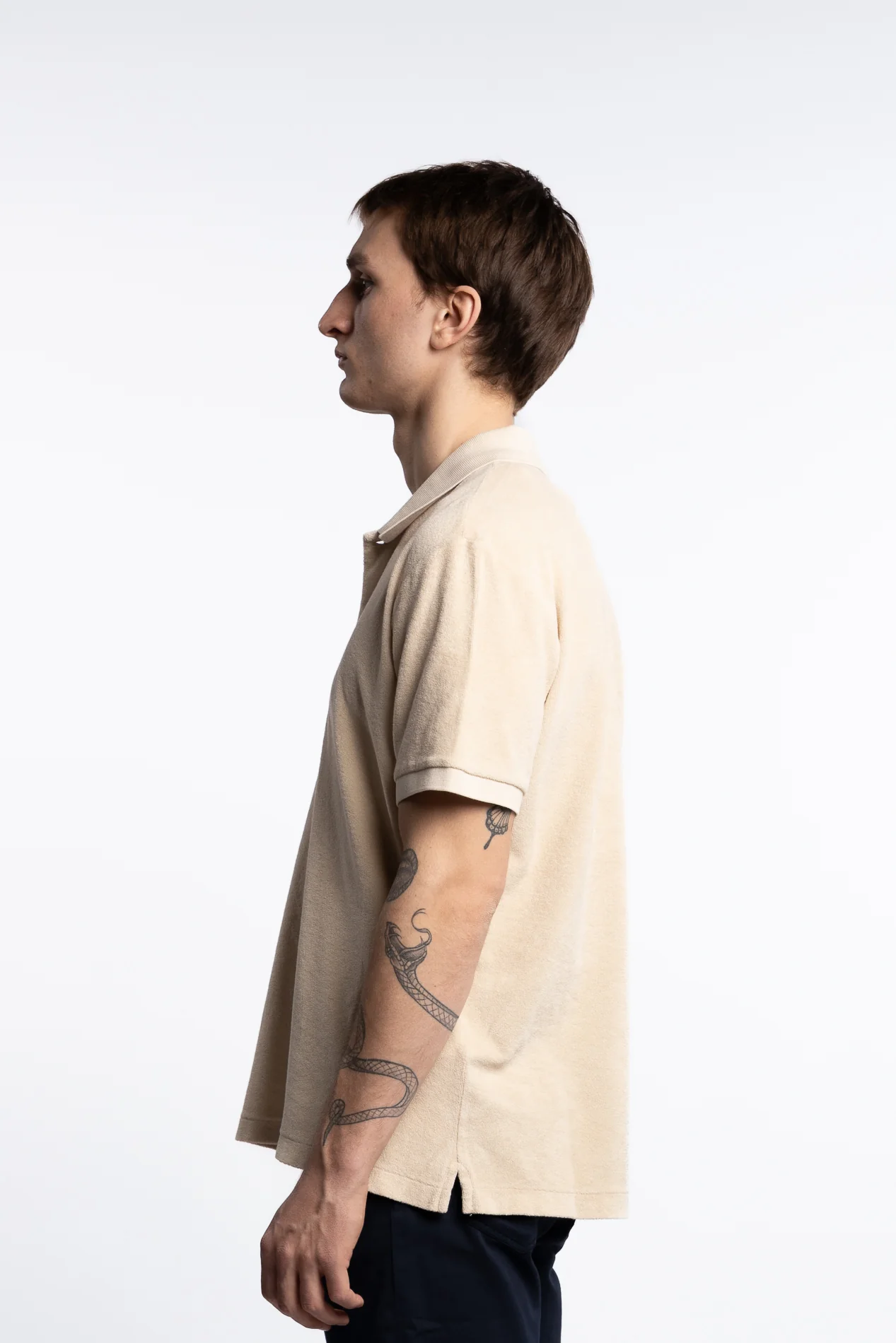 Terrycloth Cotton Polo Beige - Image 3