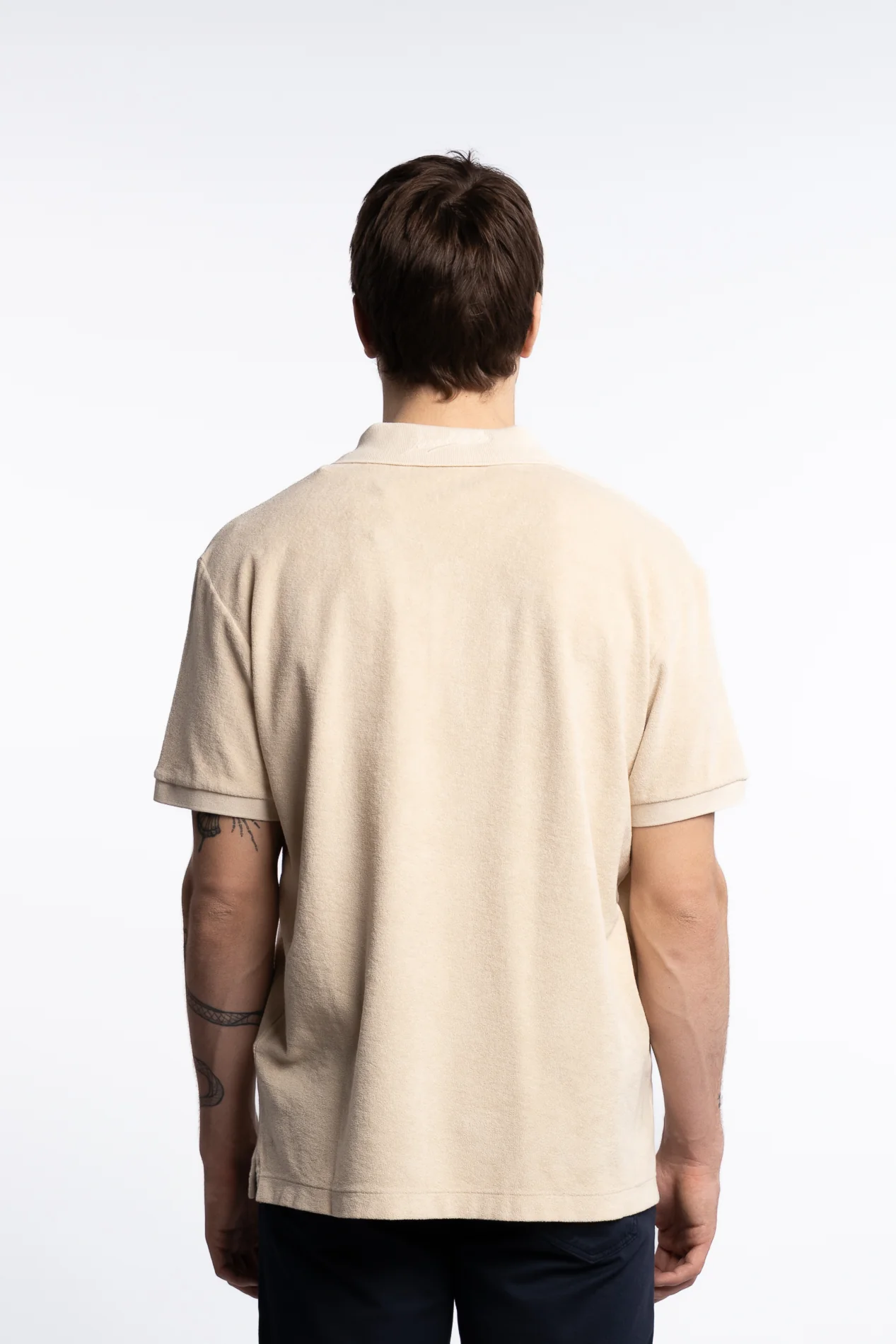 Terrycloth Cotton Polo Beige - Image 4