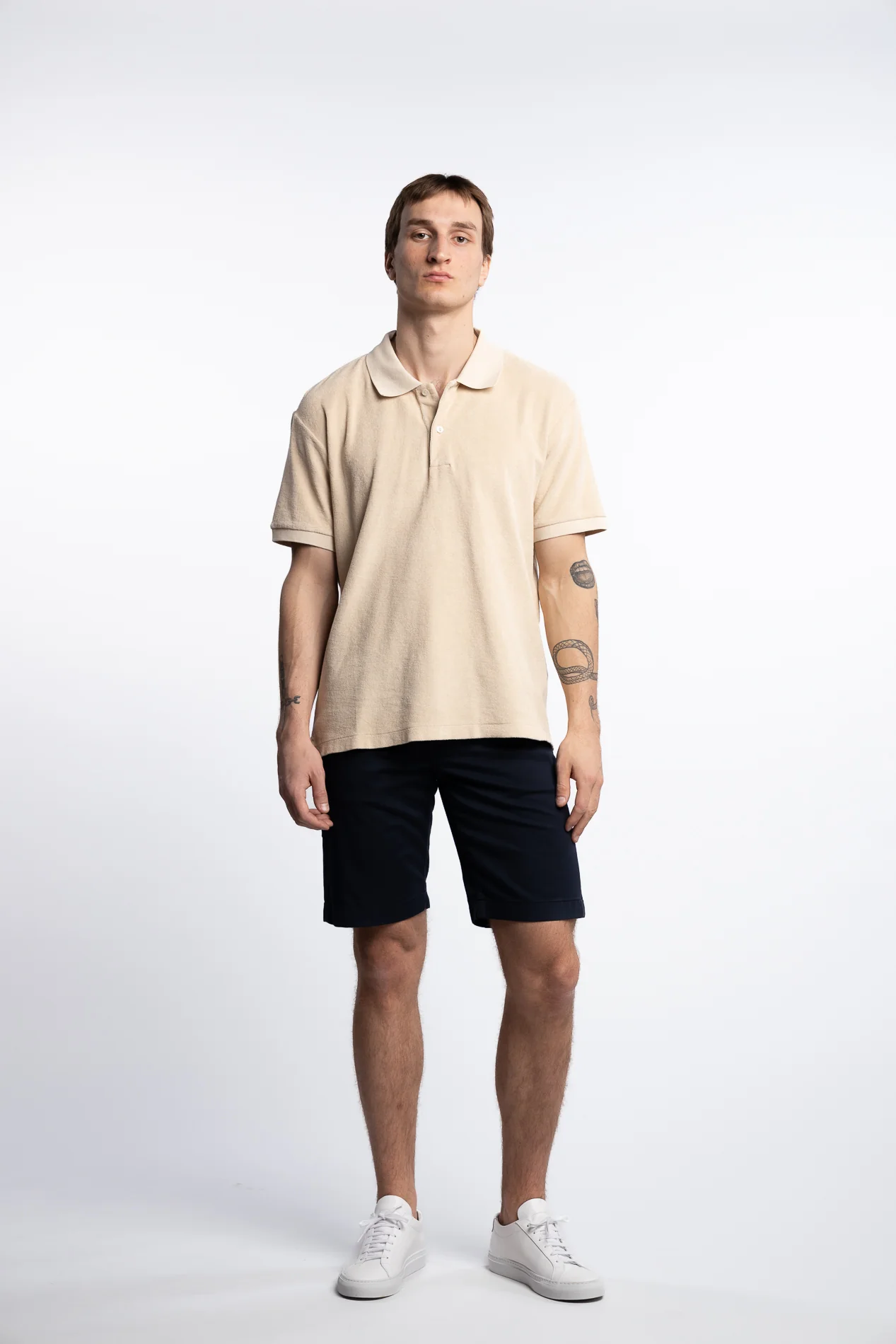 Terrycloth Cotton Polo Beige - Image 5