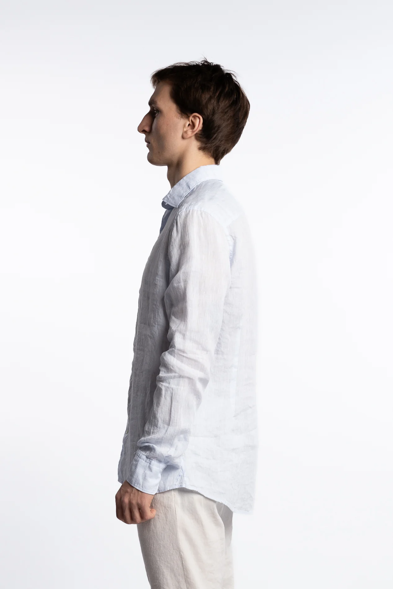 Slimline Linen Shirt Light Blue - Image 4
