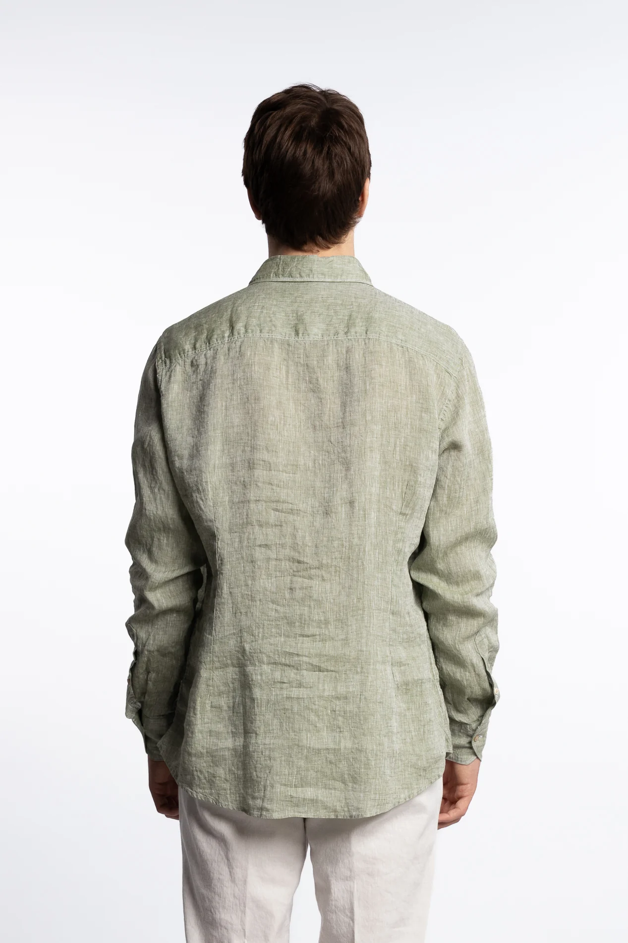Slimline Linen Shirt Green - Image 5