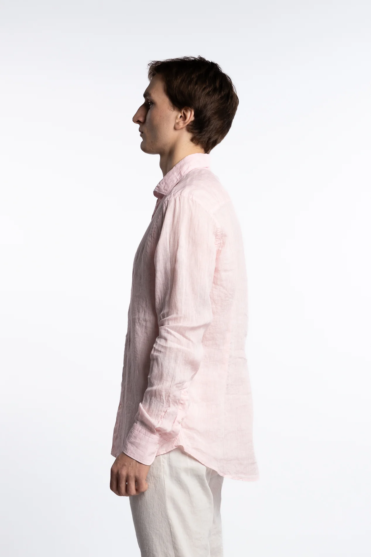 Slimline Linen Shirt Light Pink - Image 4