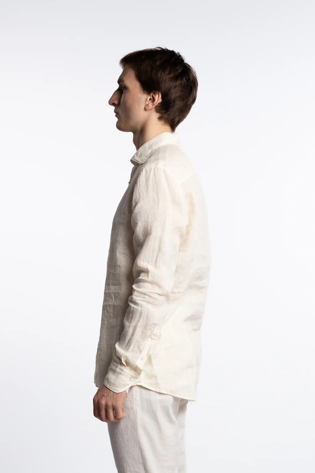 Slimline Linen Shirt Light Yellow - Image 4