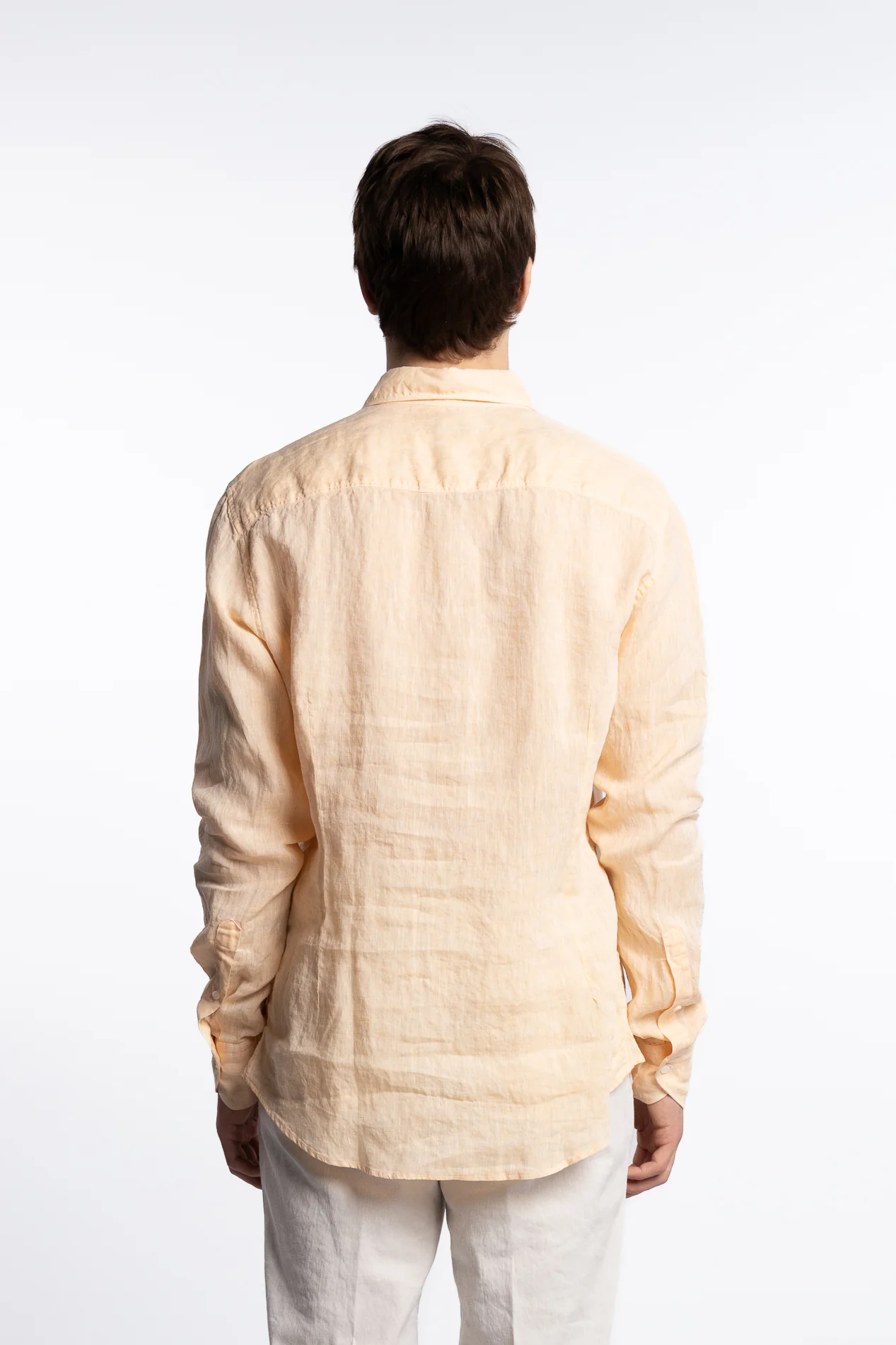 Slimline Linen Shirt Light Orange - Image 5