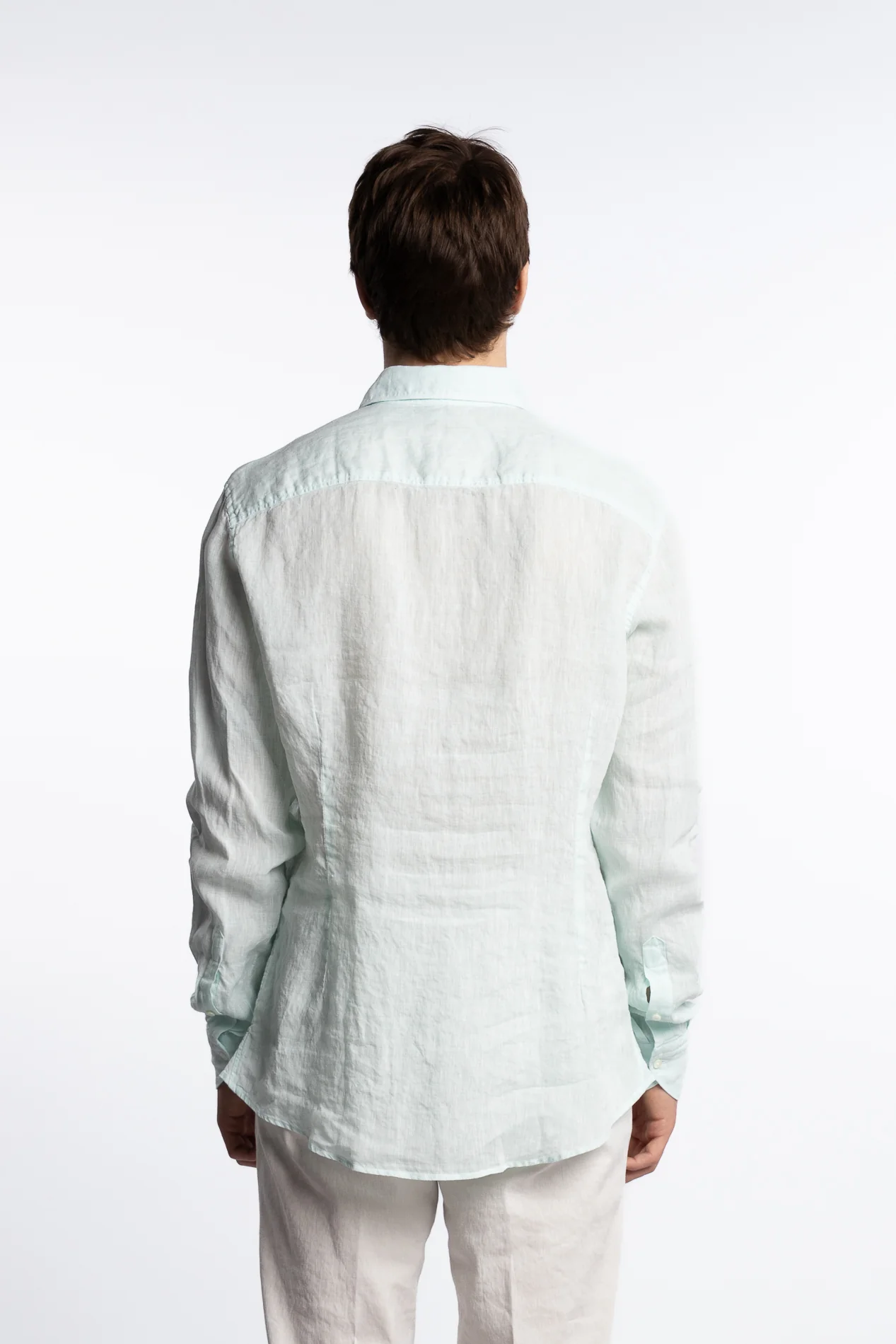 Slimline Linen Shirt Light Aqua - Image 5