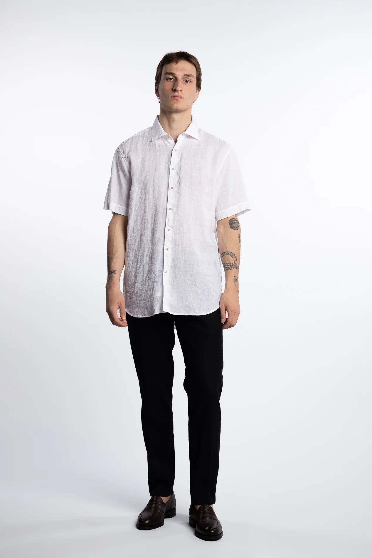 Fitted Body Linen Shortsleeve Shirt White - Image 2