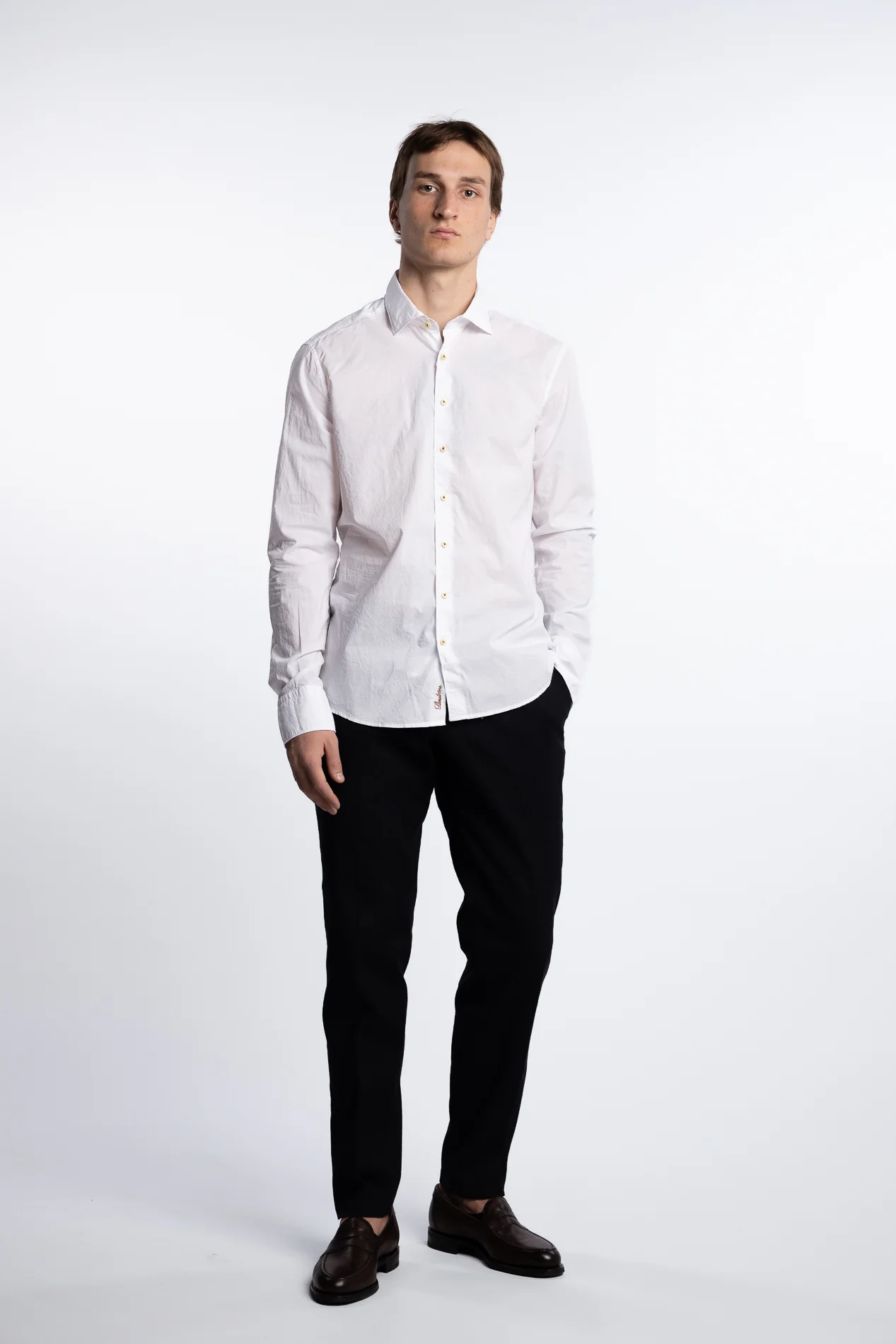 Slimline Cotton Shirt White - Image 2