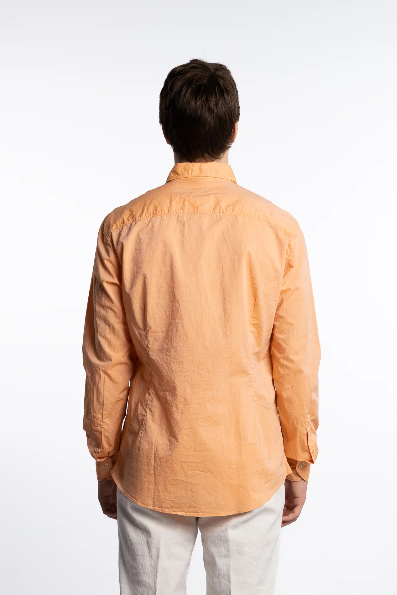Slimline Cotton Shirt Light Orange - Image 5