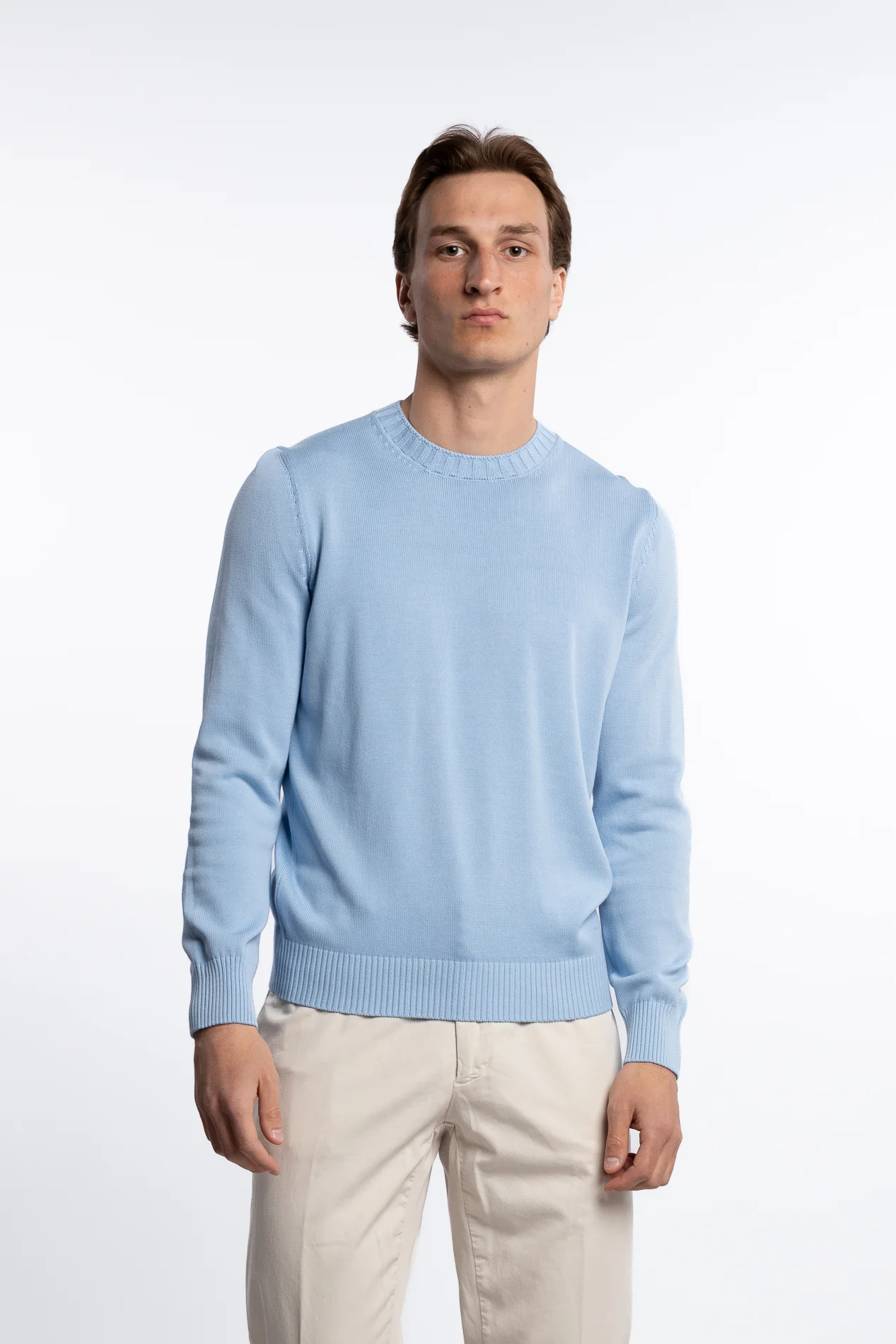 Cotton Long Sleeve Crewneck Light Blue - Image 2