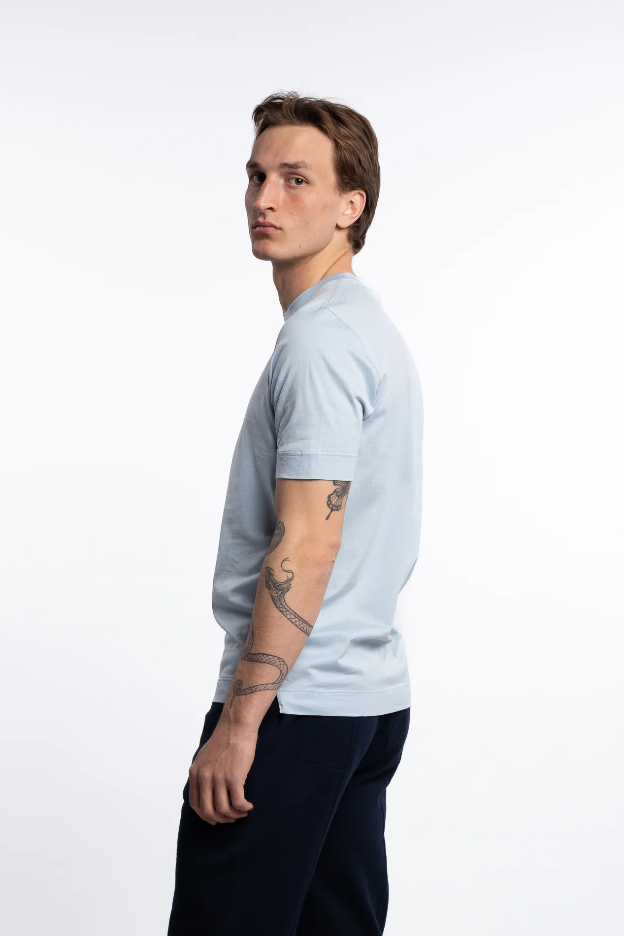 Filo Di Scozia Cotton T-Shirt Light Blue - Image 4
