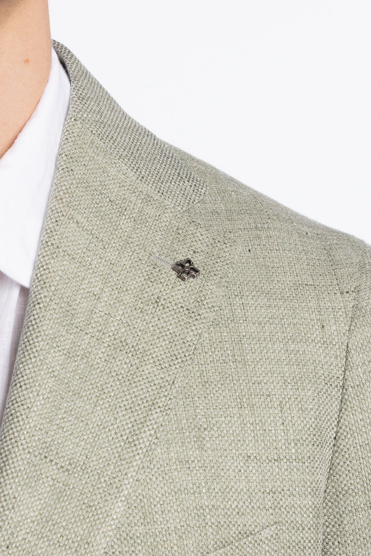 Linen/Wool Slim Fit Blazer Light Green - Image 6