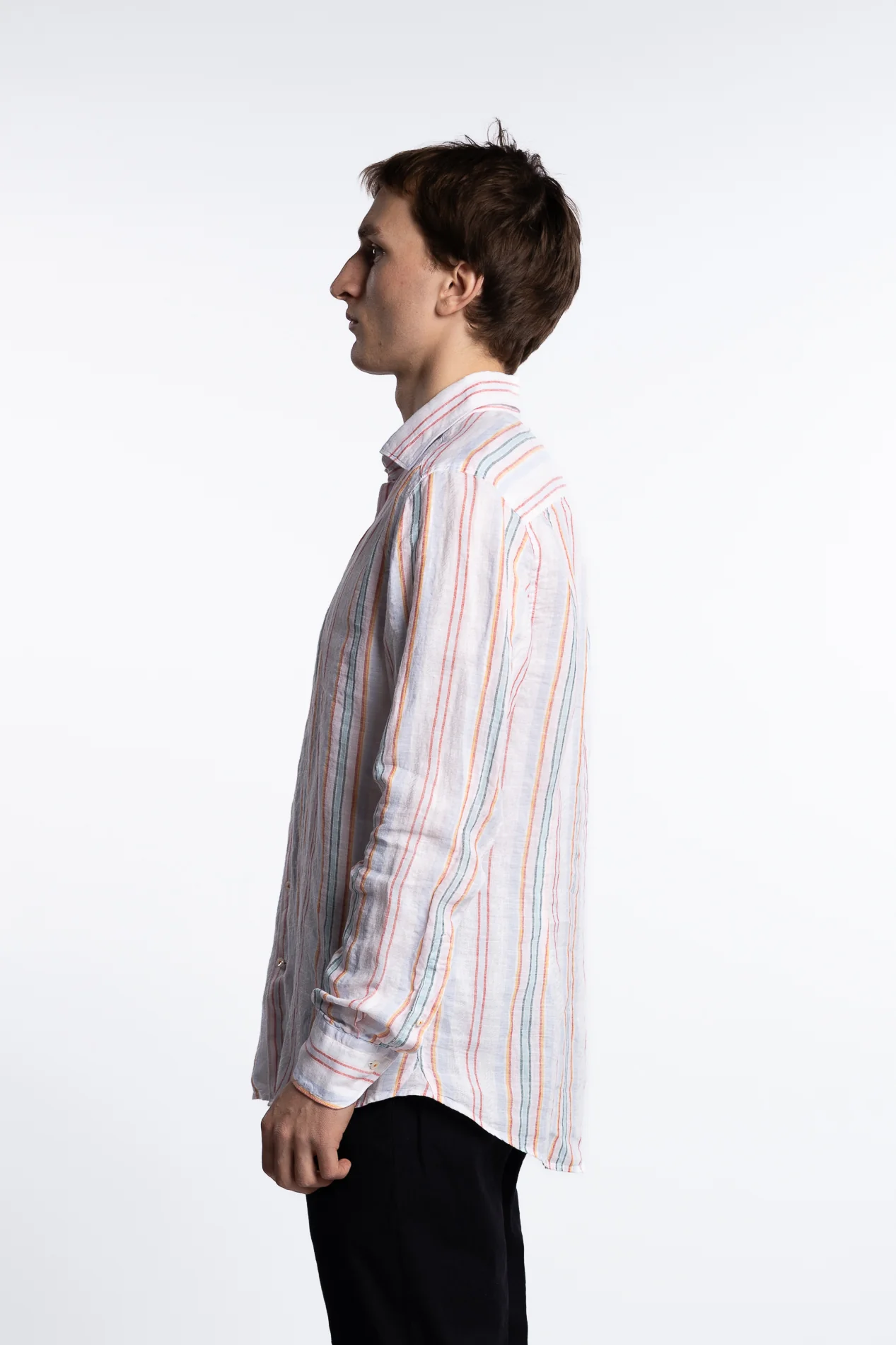 Slimline Linen Shirt Multi Stripe - Image 4