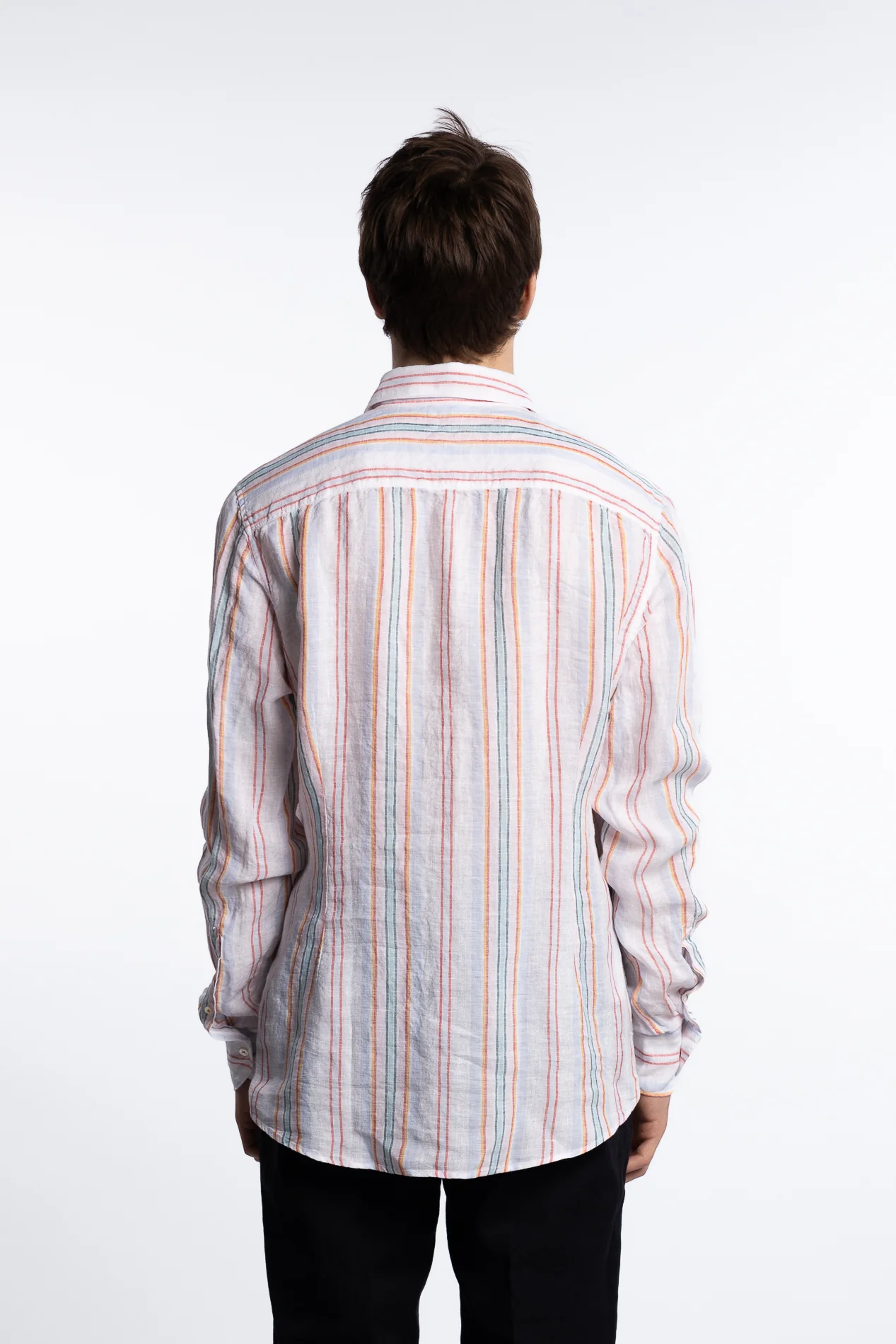 Slimline Linen Shirt Multi Stripe - Image 5