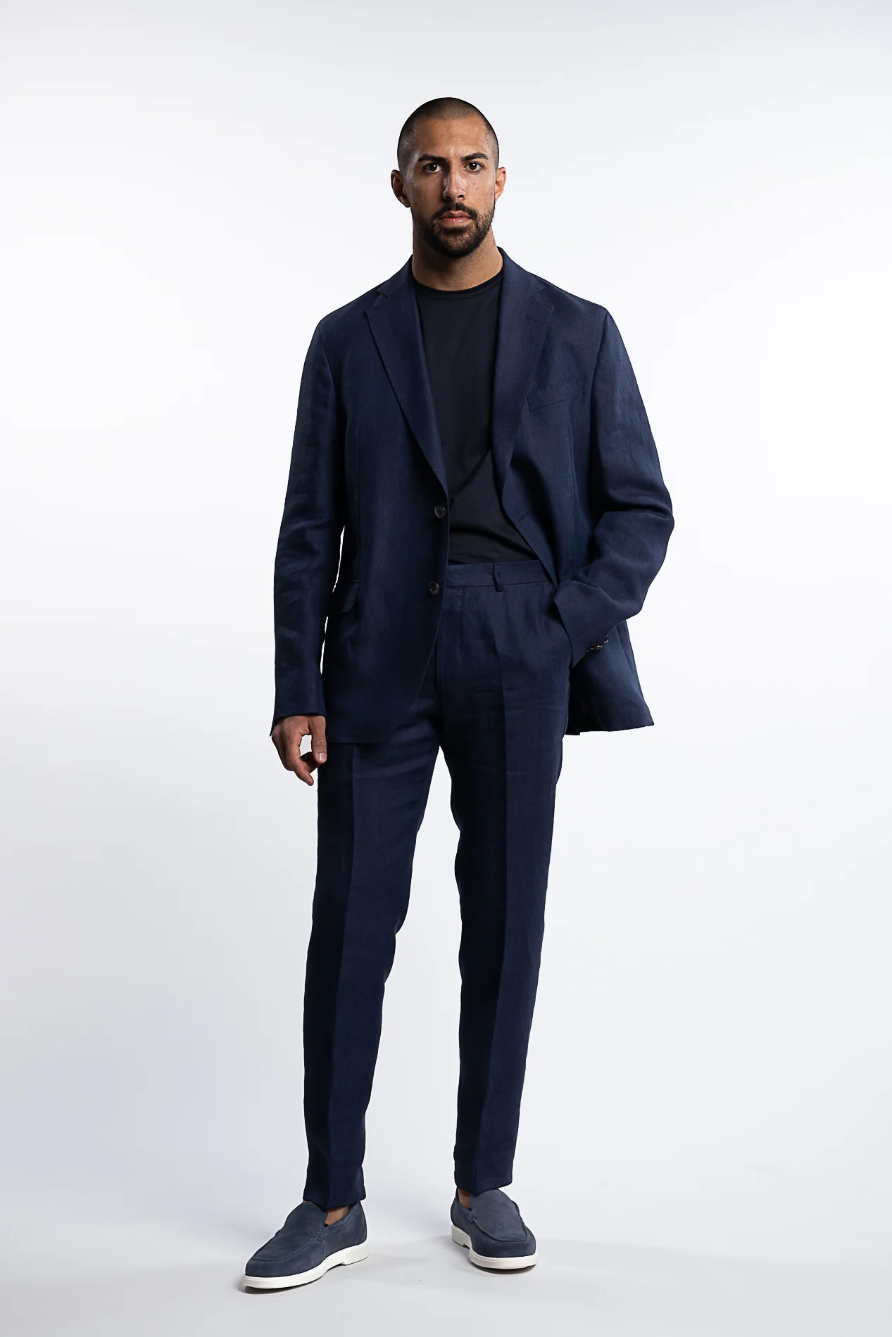 Ferry Regular Fit Soft Linen Blazer Navy - Image 4