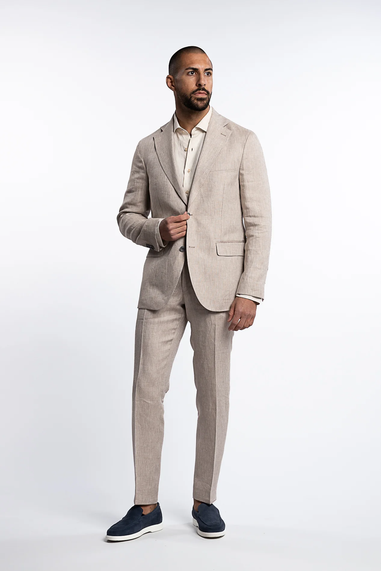Ferry Regular Fit Soft Linen Blazer Trench Beige - Image 4
