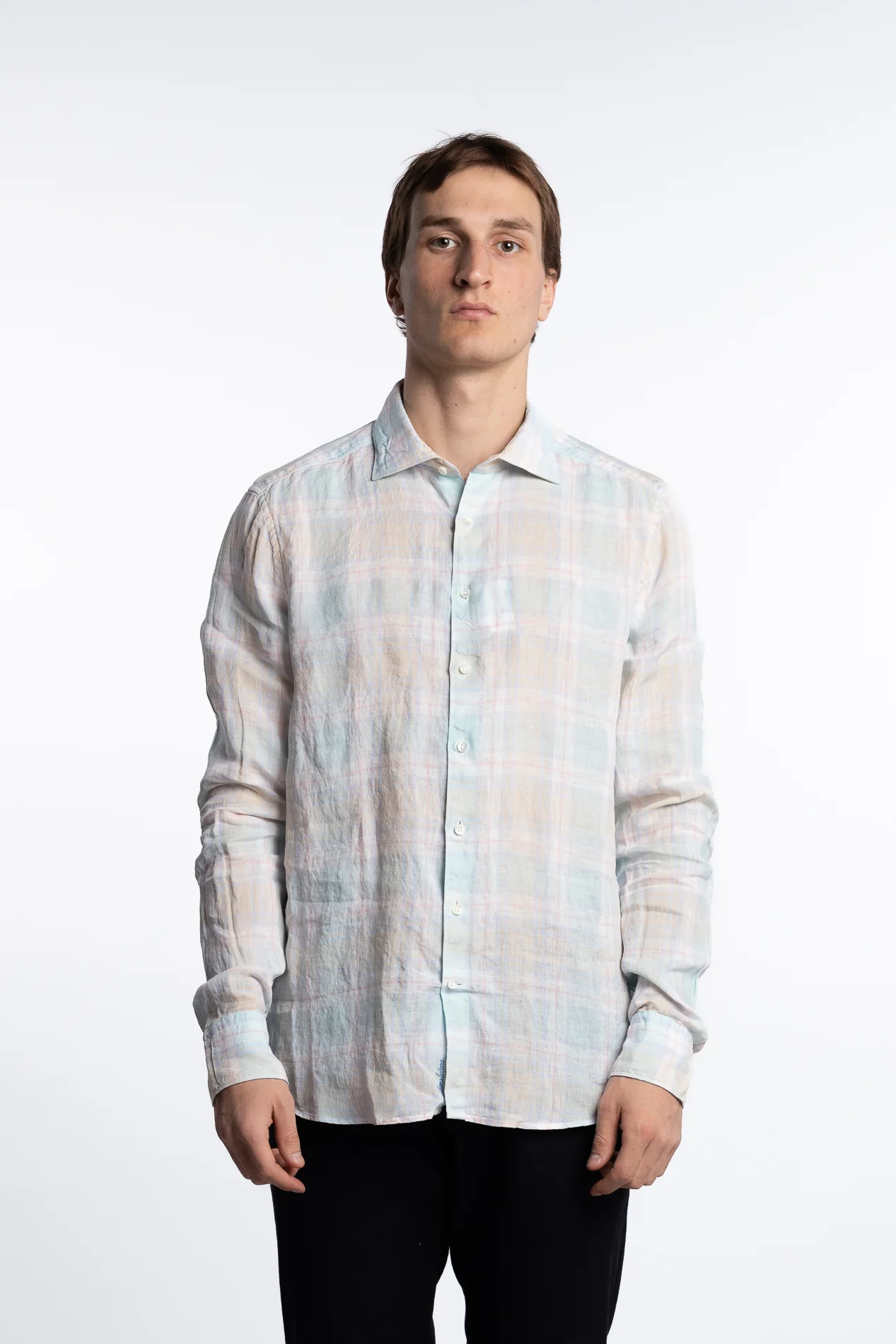 Slimline Linen Shirt Checked - Image 3