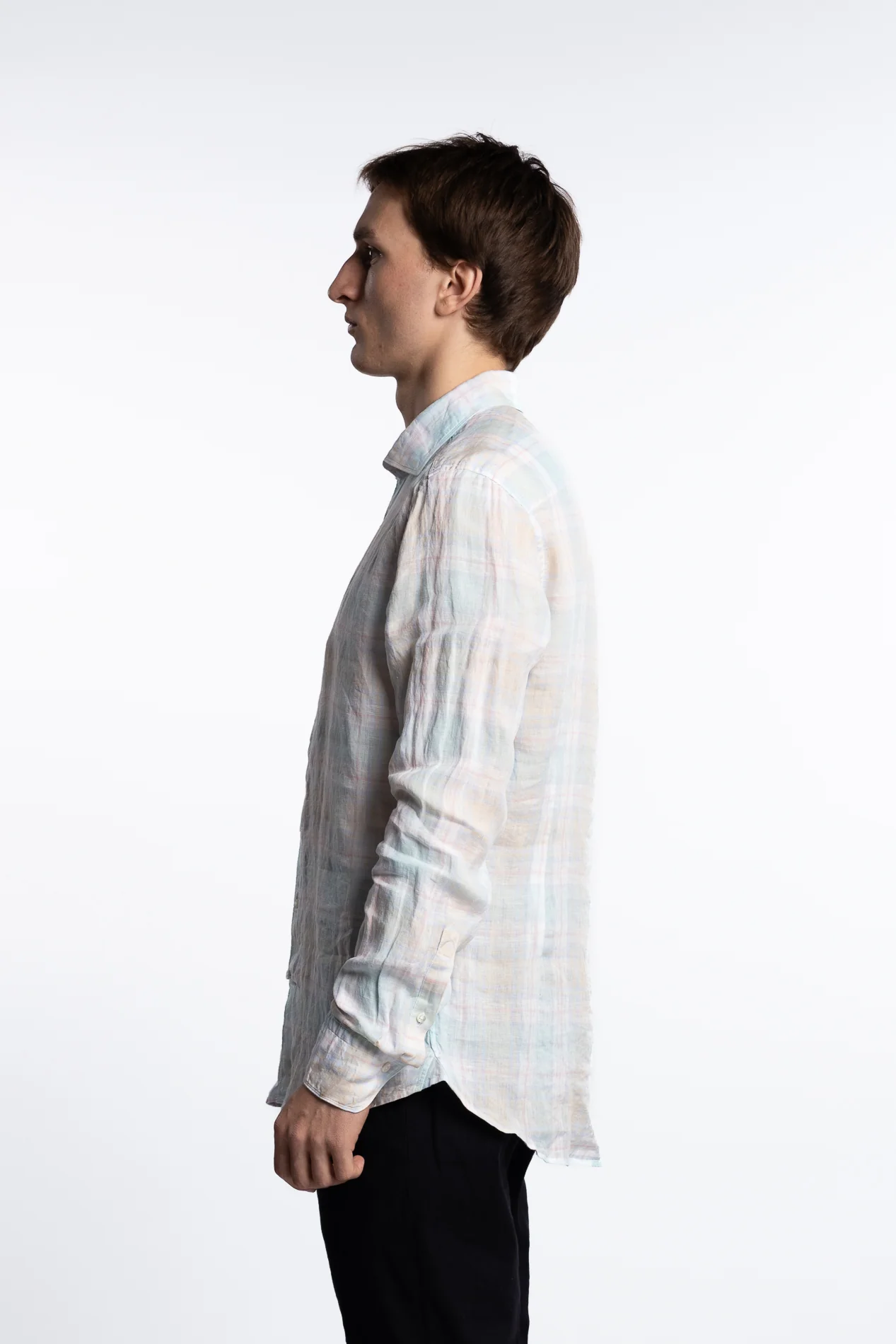 Slimline Linen Shirt Checked - Image 4
