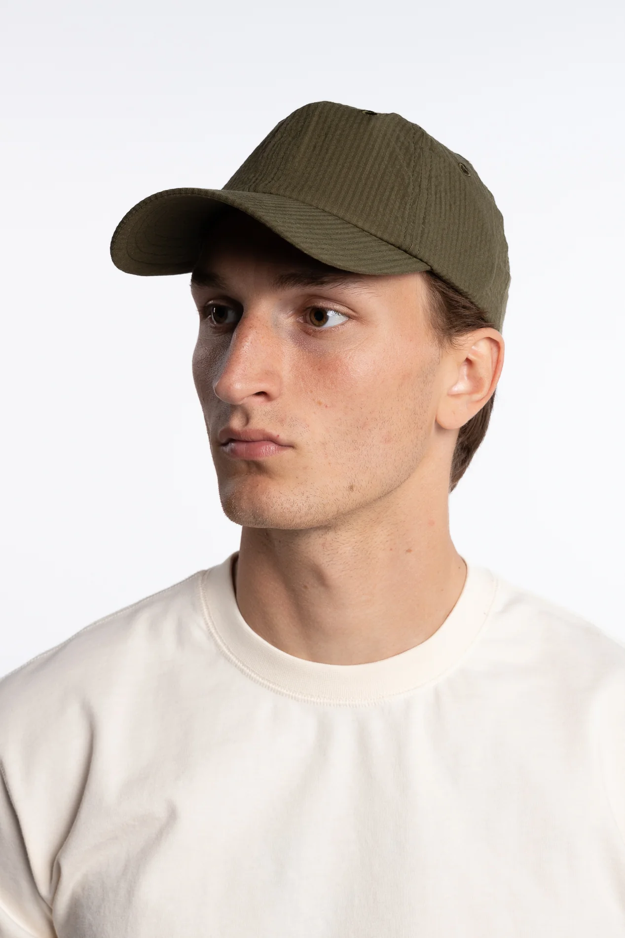 Seersucker Baseball Cap Khaki - Image 2