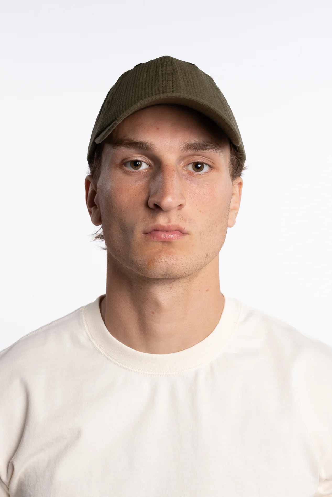 Seersucker Baseball Cap Khaki - Image 3