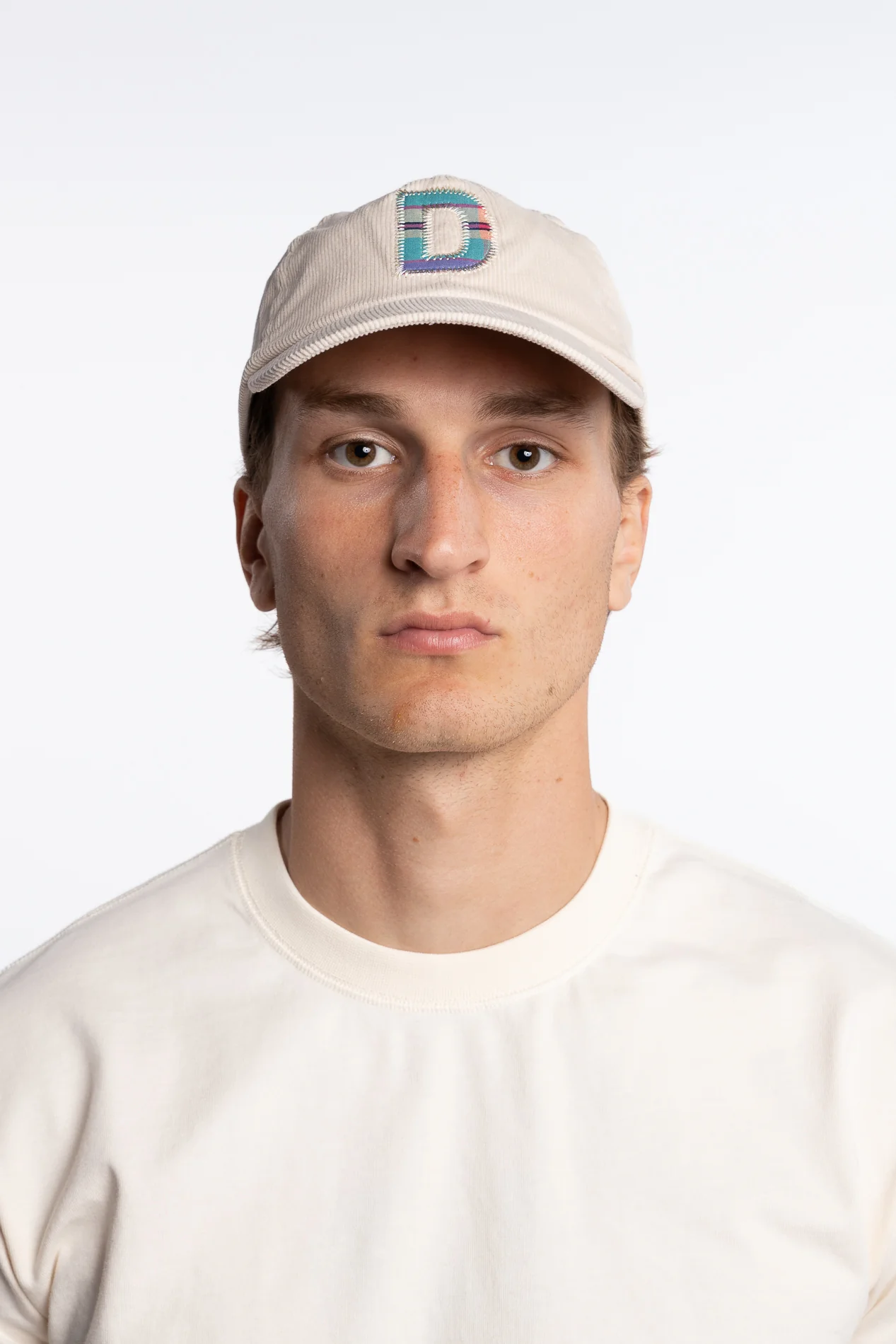 D Applique Cord Baseball Cap Ecru - Image 3