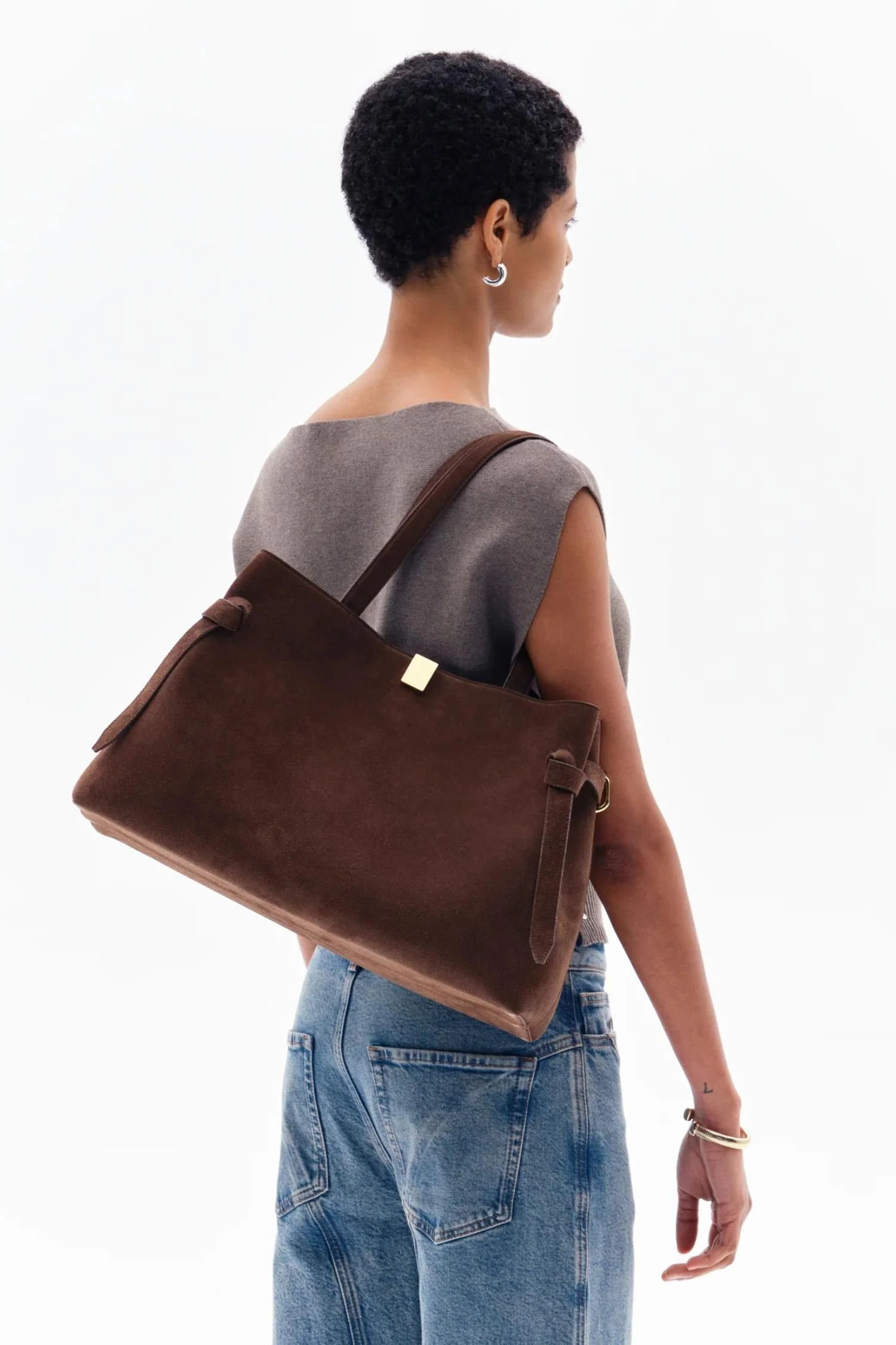 Gyoza Tote - Cognac Suede - Image 2