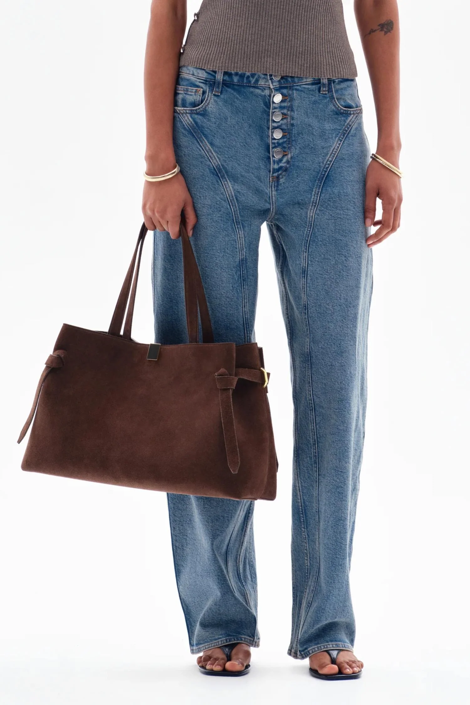 Gyoza Tote - Cognac Suede - Image 3