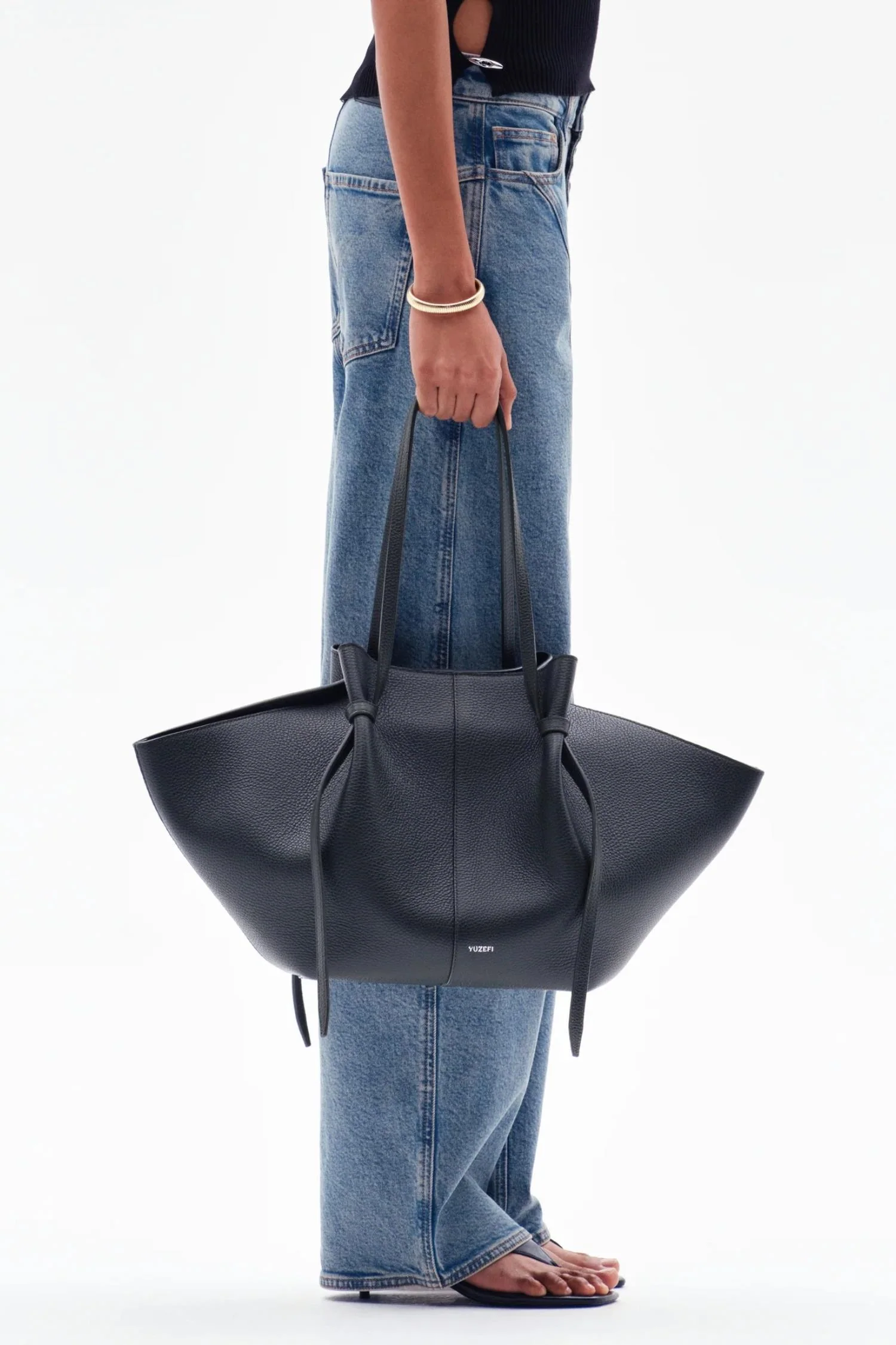 Large Mochi- Black Pebble Grained Leather - Image 2