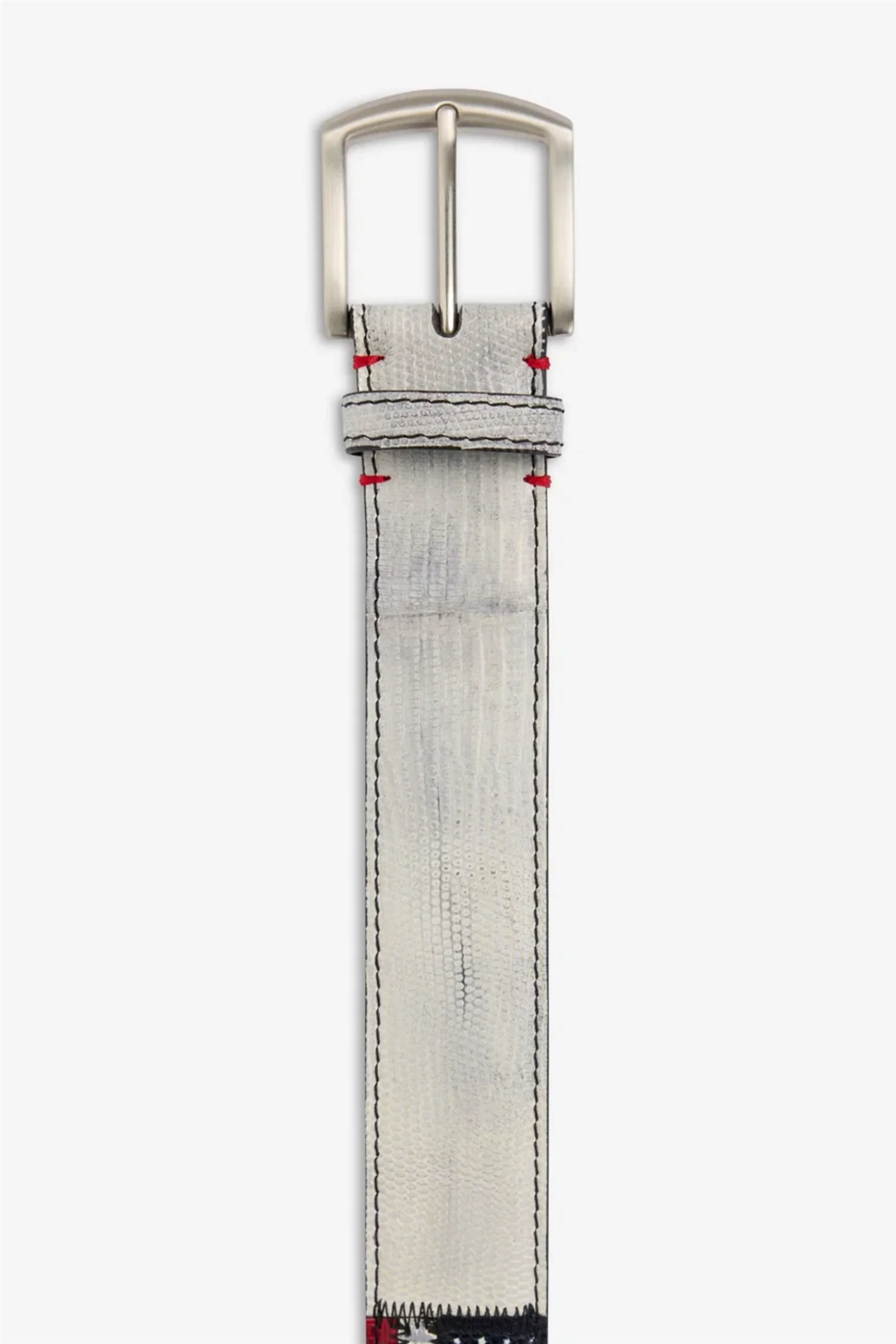 Lizard Leather Flag Belt White Multi - Image 2