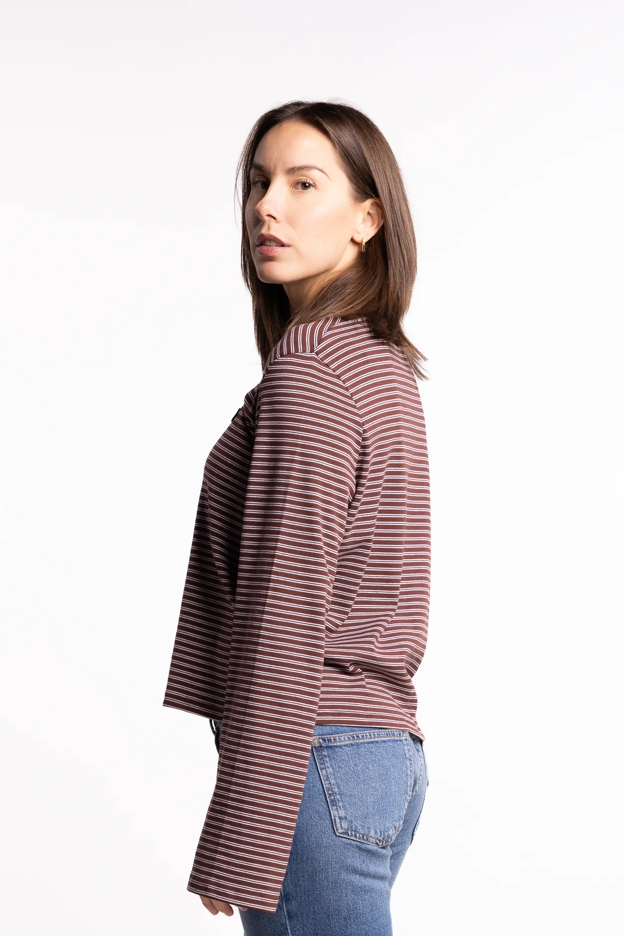 Street Stripe Long-Sleeve- Burgundy Stripe - Image 2