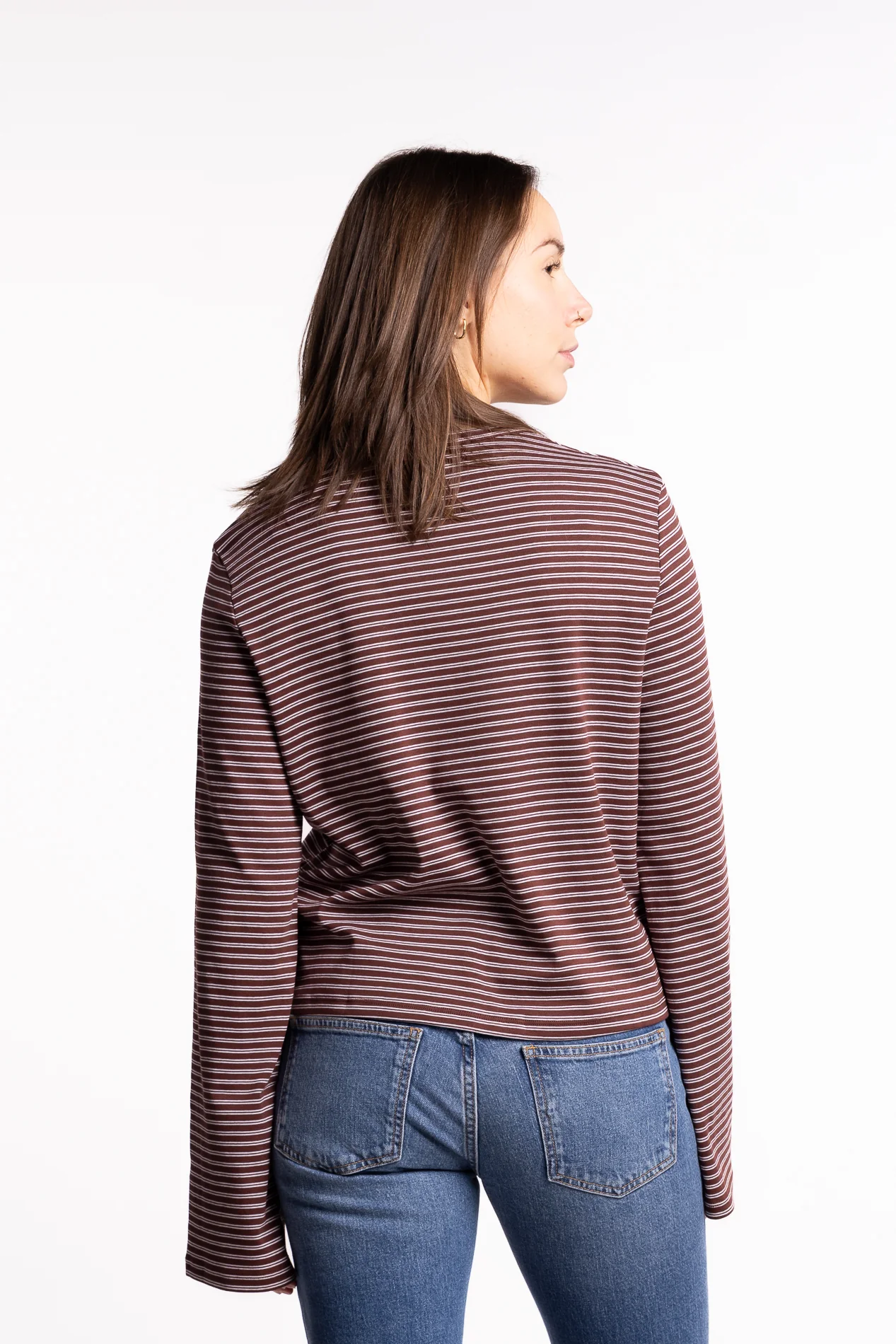 Street Stripe Long-Sleeve- Burgundy Stripe - Image 3