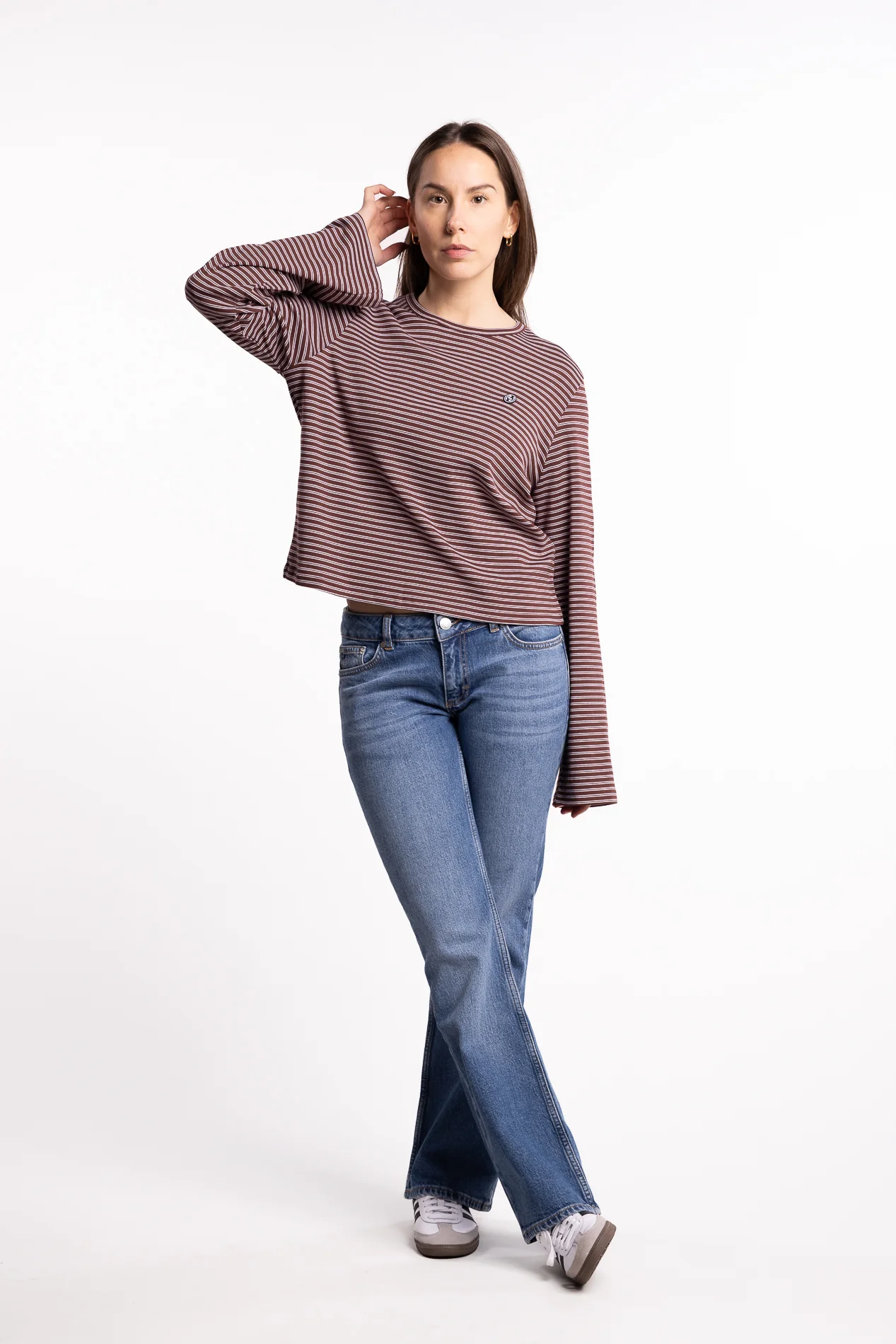 Street Stripe Long-Sleeve- Burgundy Stripe - Image 4
