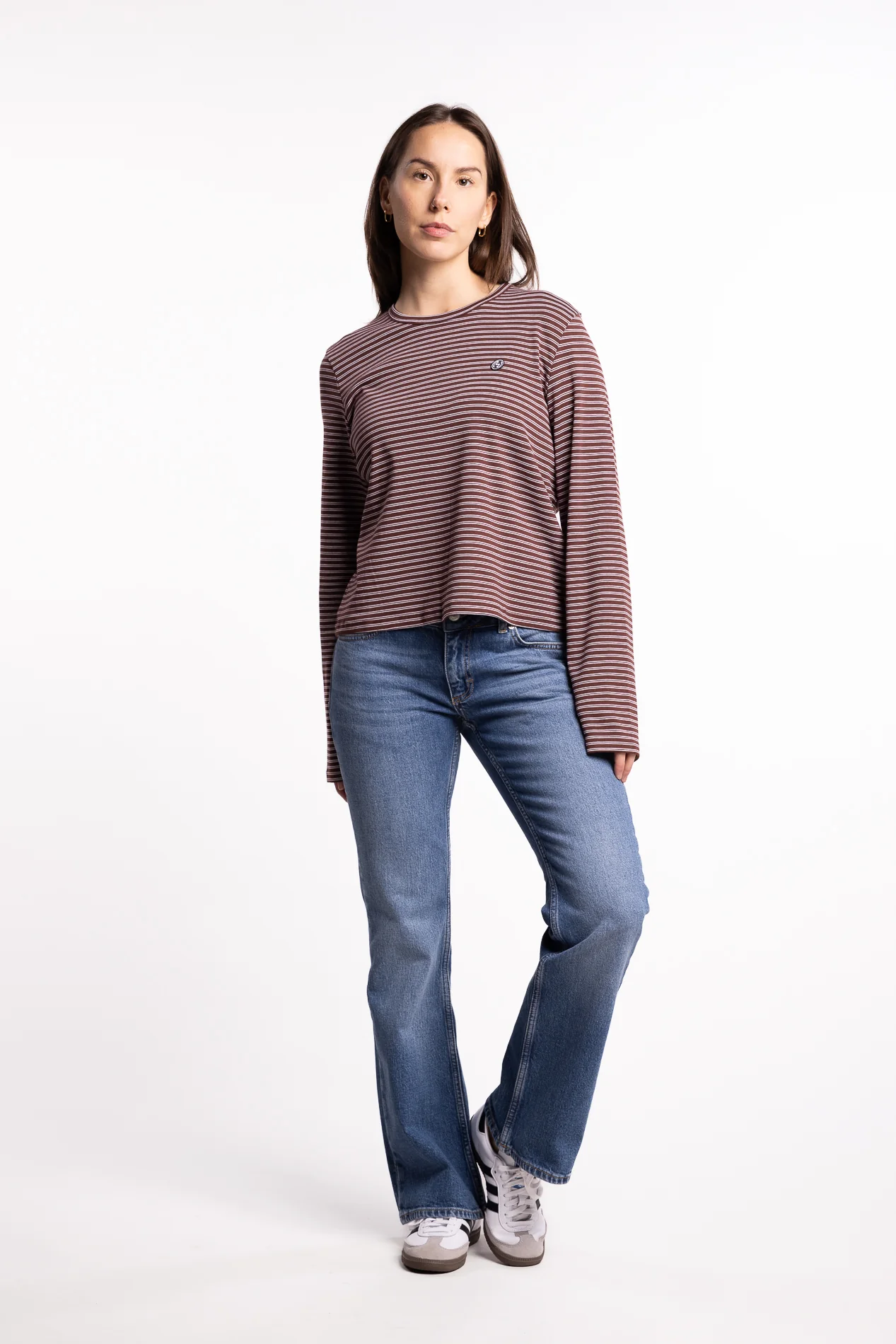 Street Stripe Long-Sleeve- Burgundy Stripe - Image 5