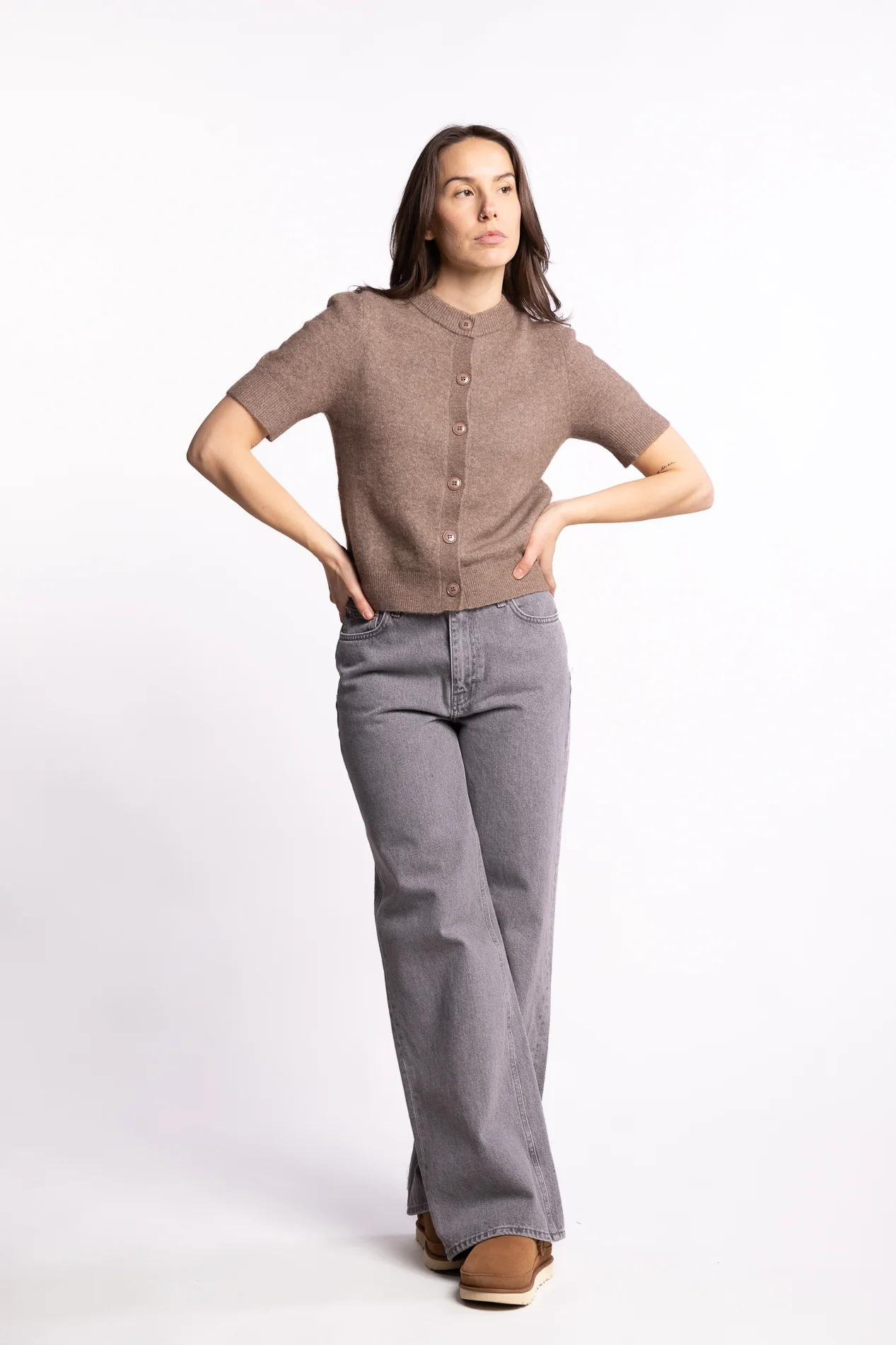 W Wide Jeans - Lt. Grey - Image 5