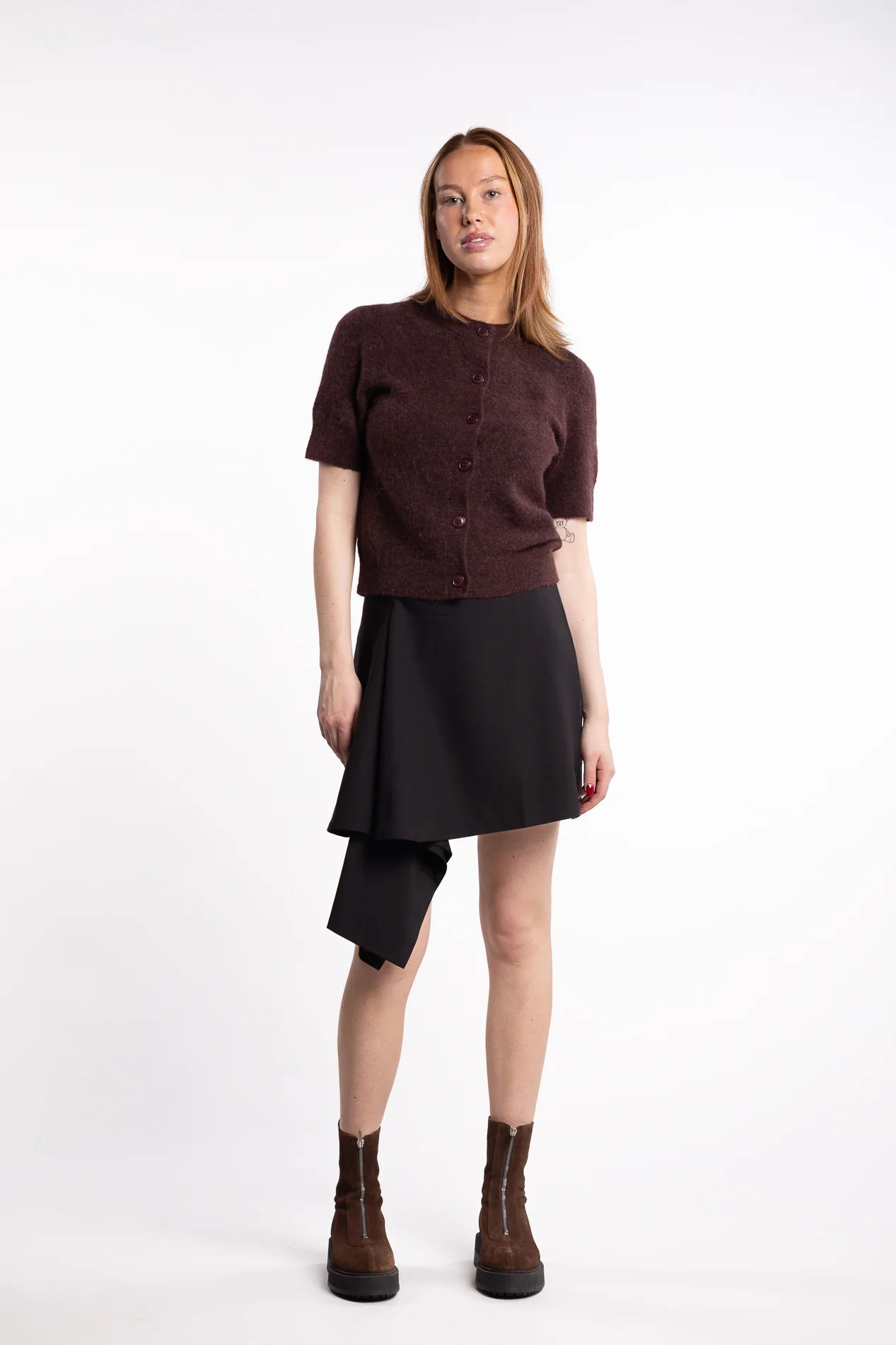 Beau Pleat Short Skirt - Black - Image 4