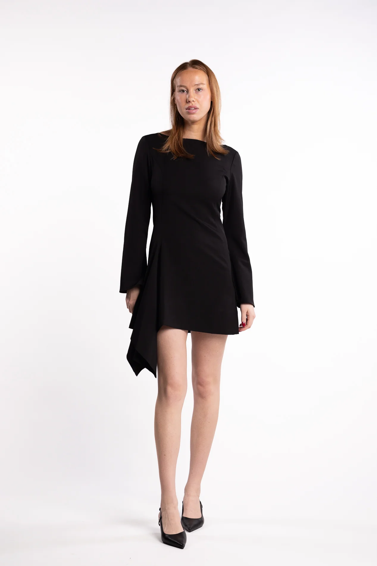 Beau Pleat Short Dress - Black - Image 5