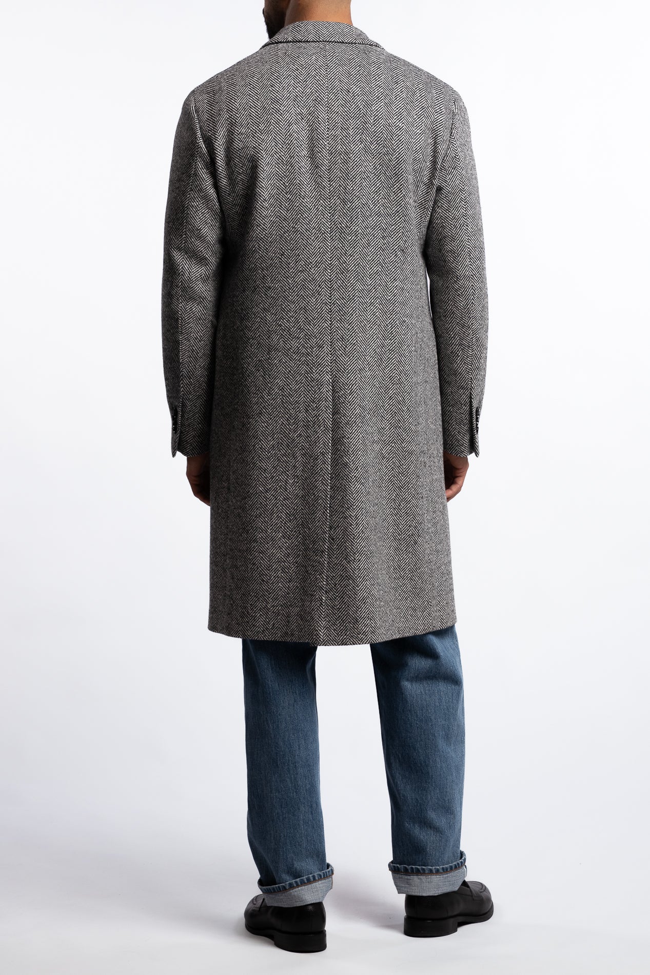Wool Herringbone Coat Black/White - Image 3