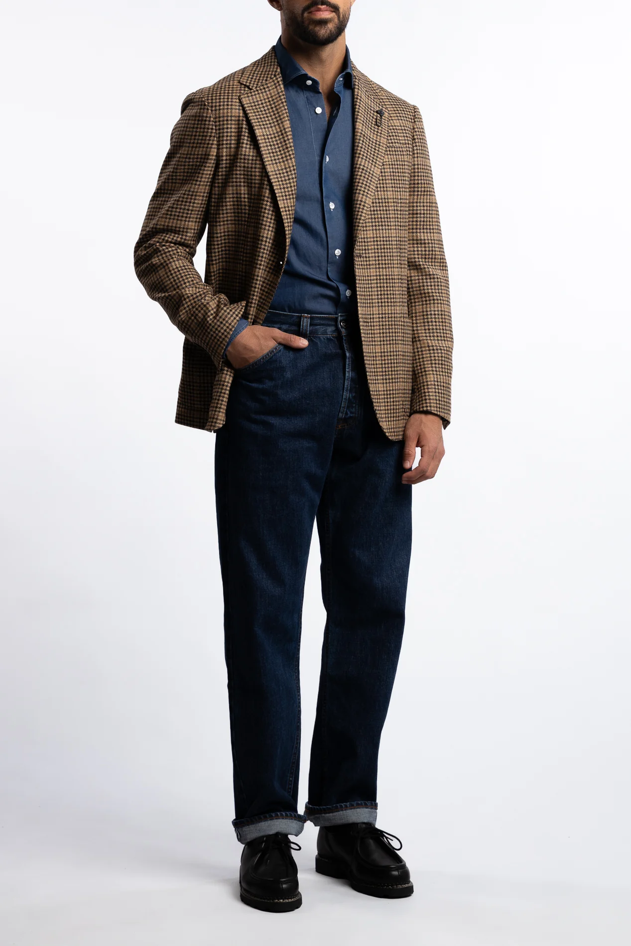 Roma Wool/Cashmere Regular Fit Blazer Brown Houndstooth - Image 4