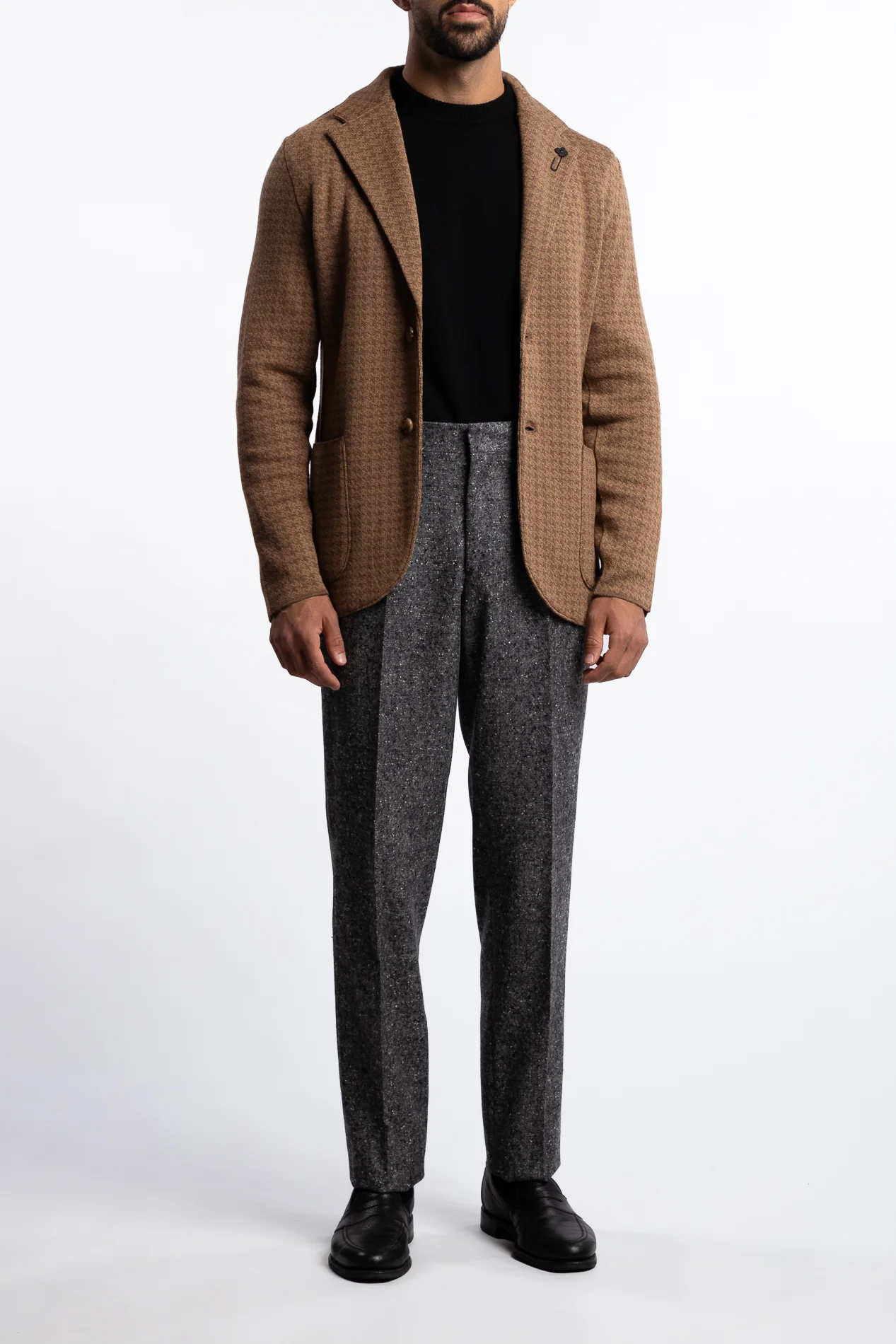 Knitted Wool Blazer Beige - Image 4