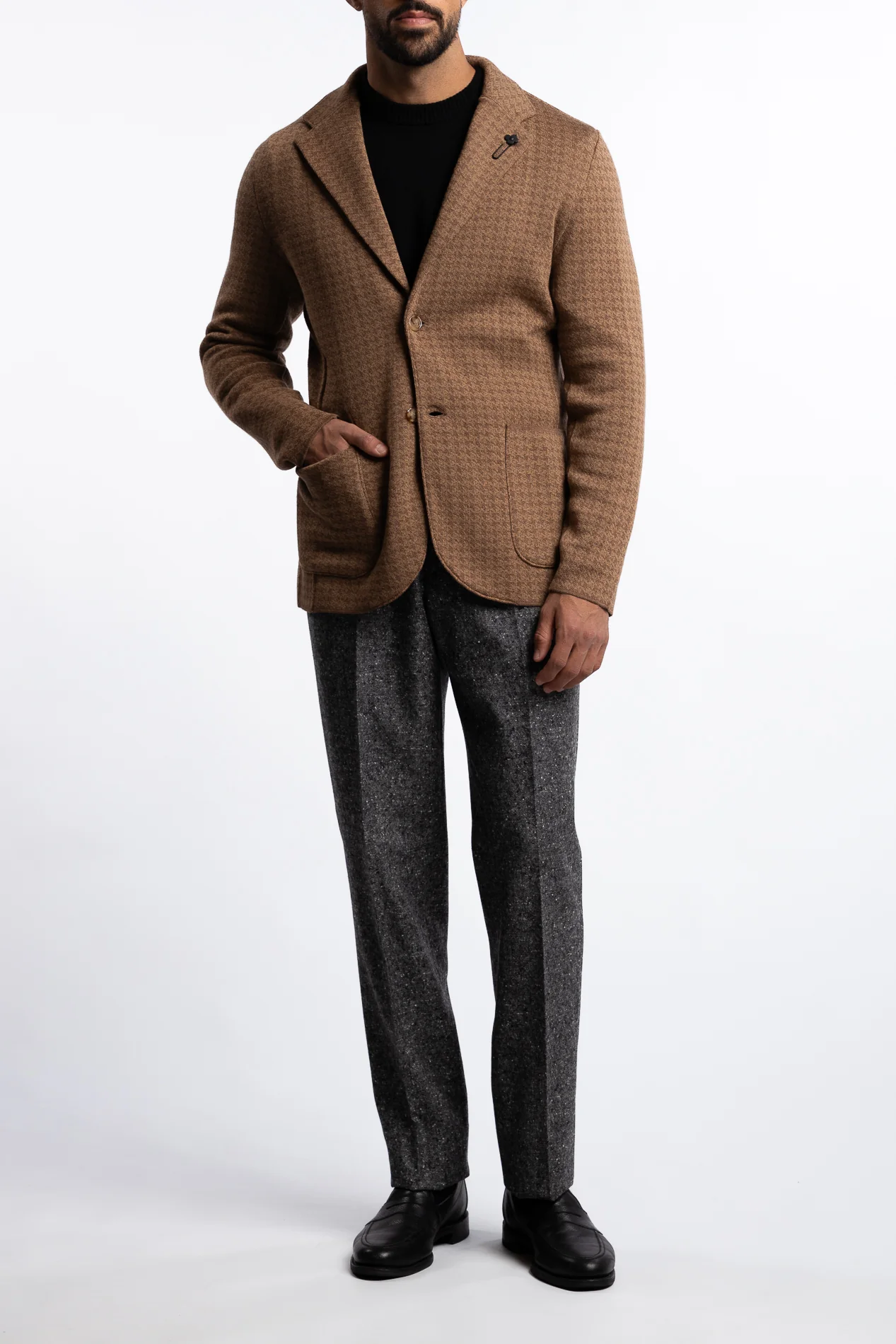 Knitted Wool Blazer Beige - Image 5