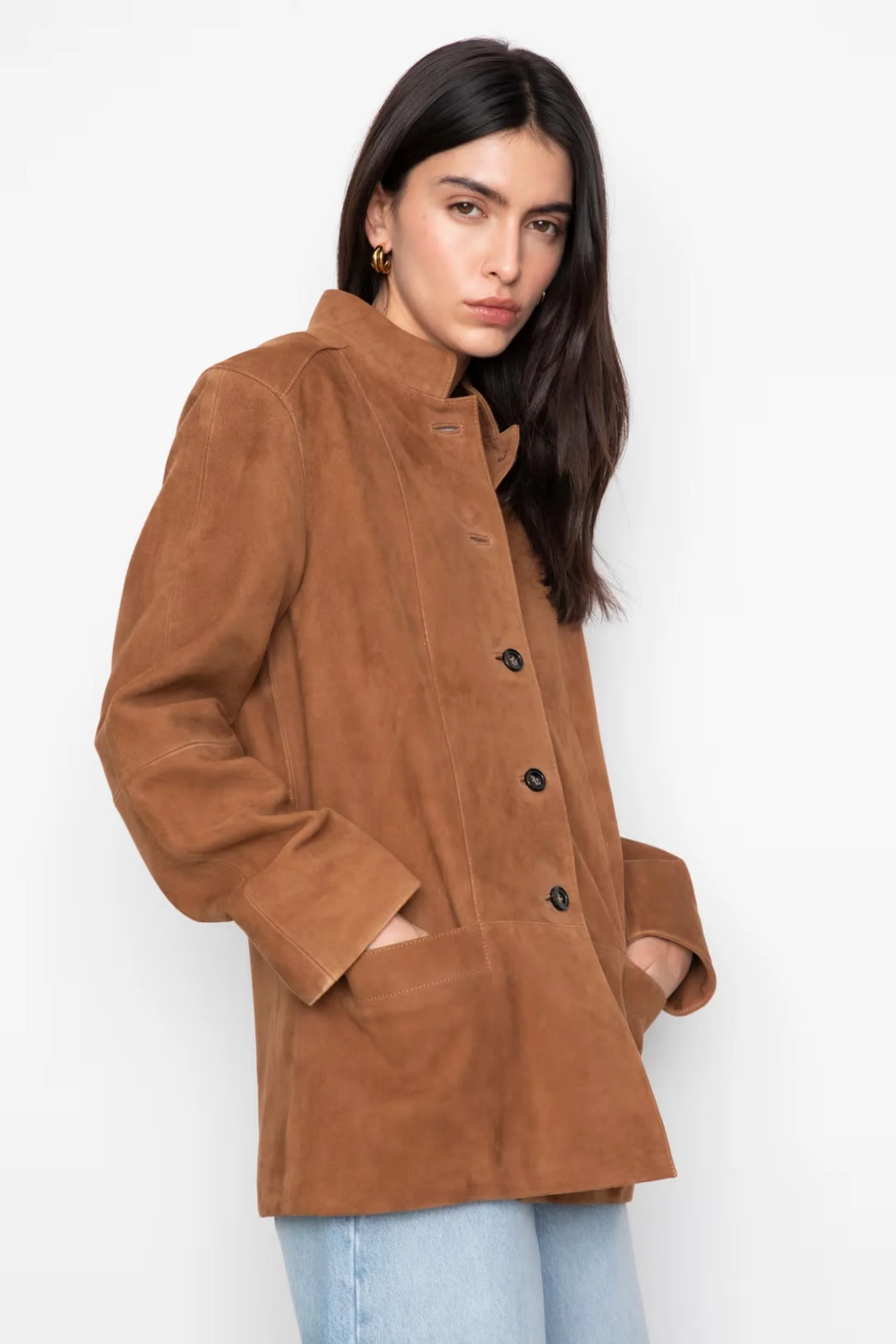 Lauren Leather Jacket - 1043 Camel suede - Image 3