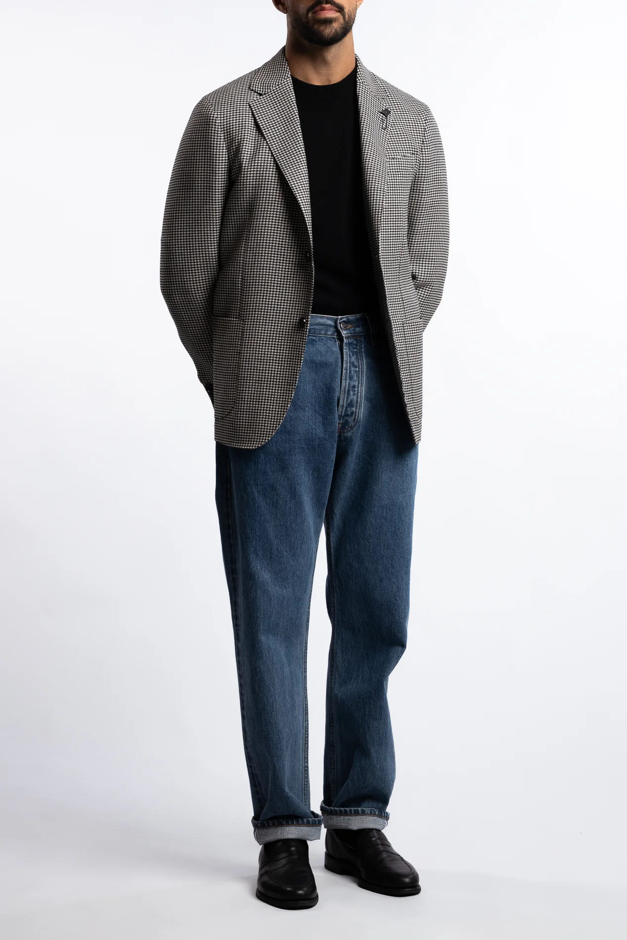 Roma Wool Regular Fit Blazer Black/White Houndstooth - Image 4