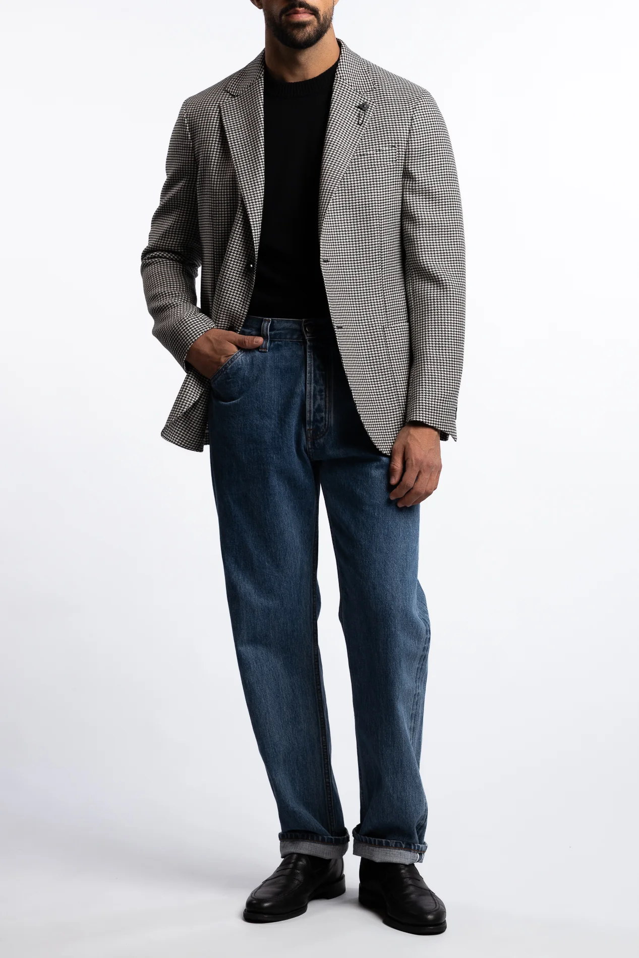 Roma Wool Regular Fit Blazer Black/White Houndstooth - Image 5