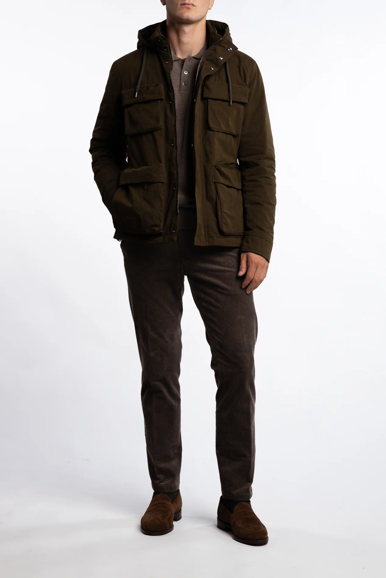 Woven Half Coat Verde Militare - Image 4