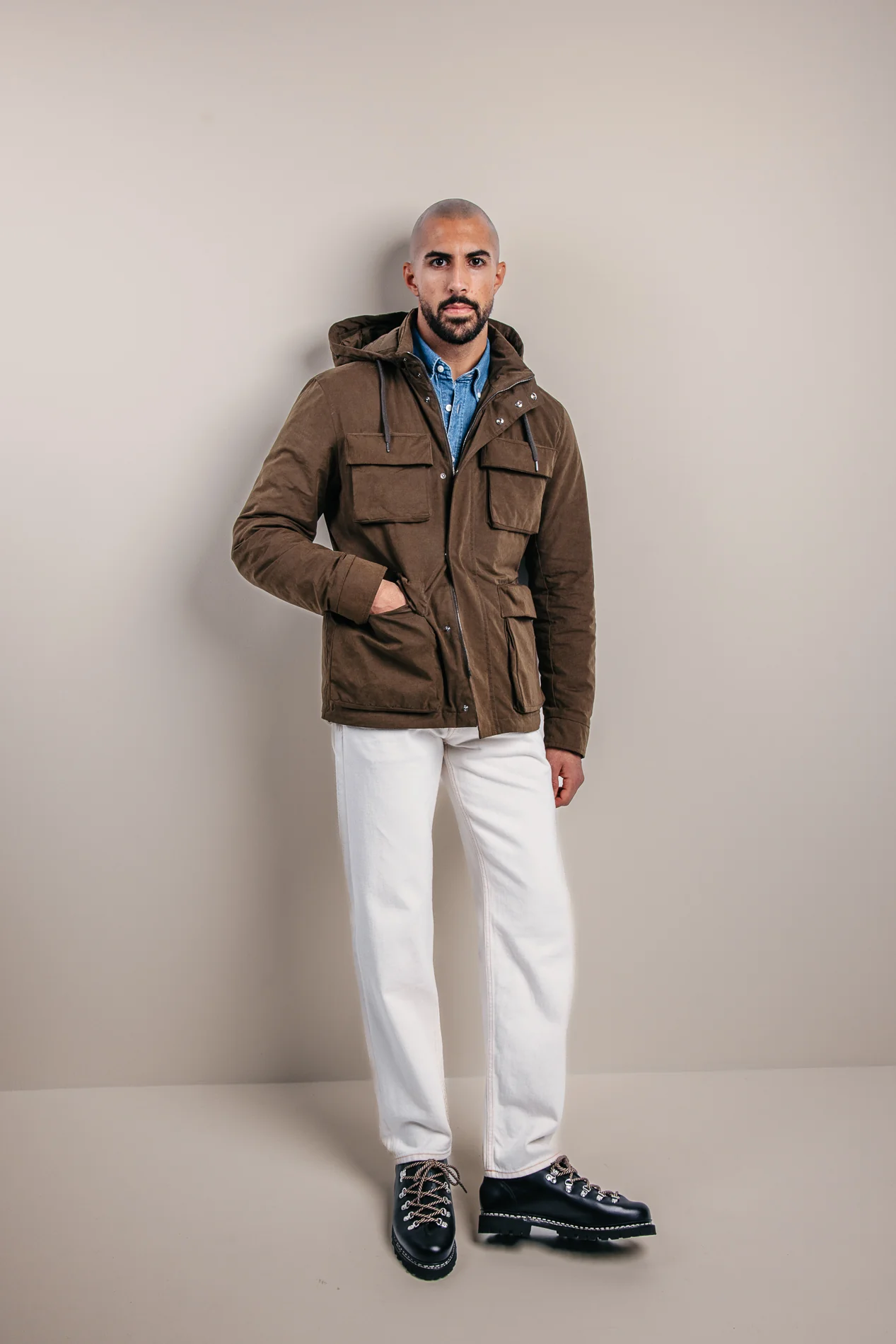 Woven Half Coat Verde Militare - Image 7