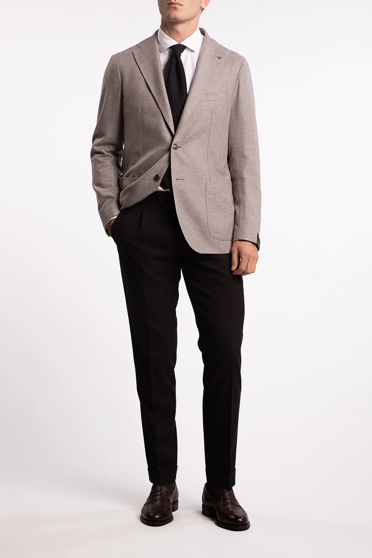 Virgin Wool/Cashmere Slim Fit Blazer Grey - Image 4